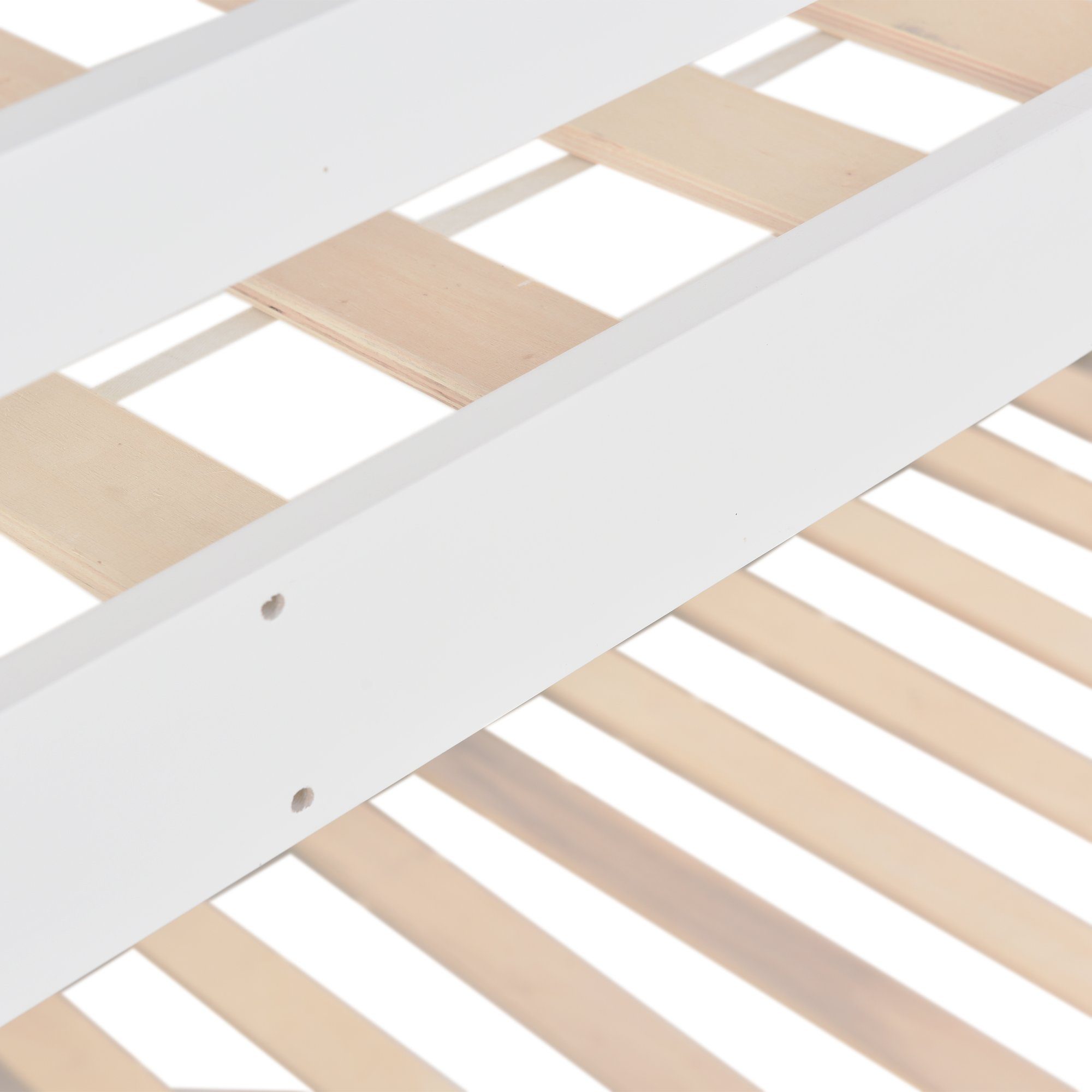 Treppe Kiefernholz OKWISH Rahmen (90x200cm, Treppe Aufbewahrungsfunktion Rutsche, Etagenbett aus und Etagenbett-Design,Bequeme massivem und Weiß), mit Kinderbett