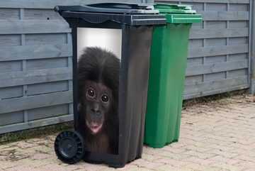 MuchoWow Wandsticker Affe - Schimpanse - Porträt - Kinder - Jungen - Mädchen (1 St), Mülleimer-aufkleber, Mülltonne, Sticker, Container, Abfalbehälter