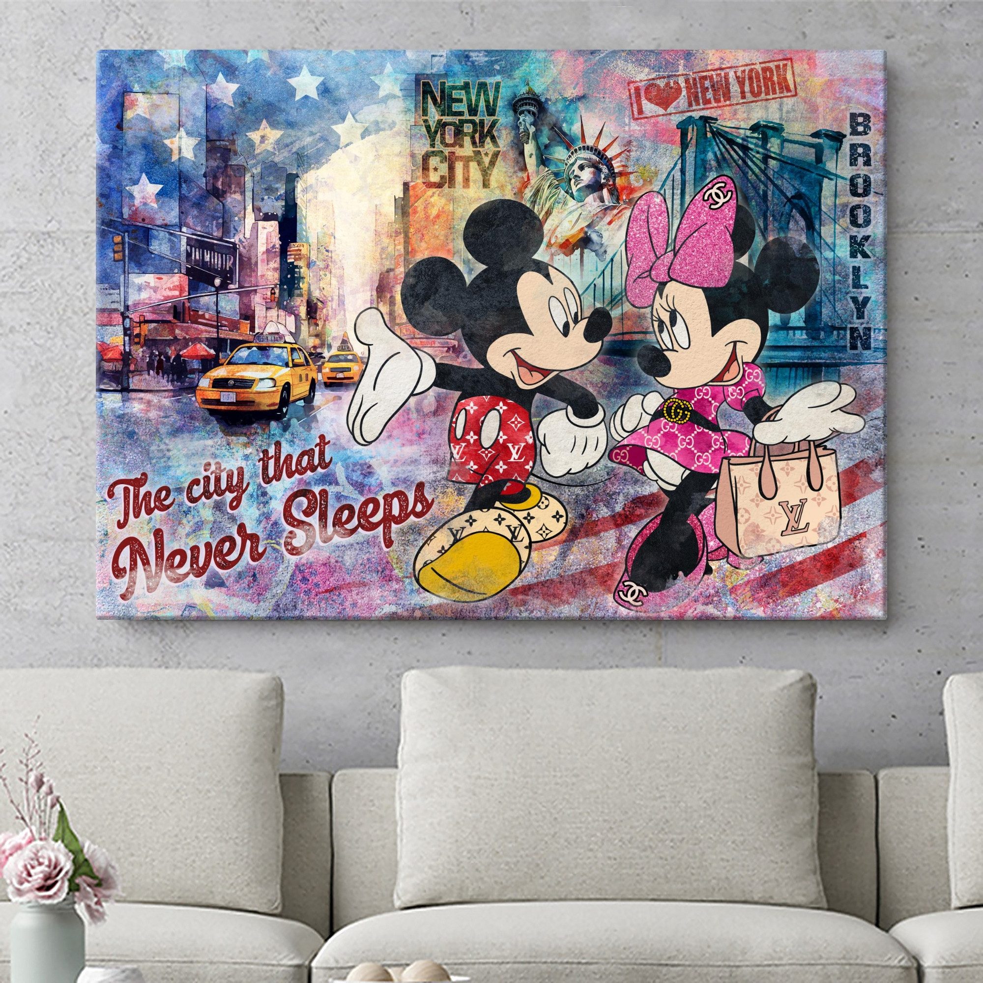 Leinwandbild Mickey never Sleeps, XXL Leinwand 120x80, Poster & Kunstdrucke
