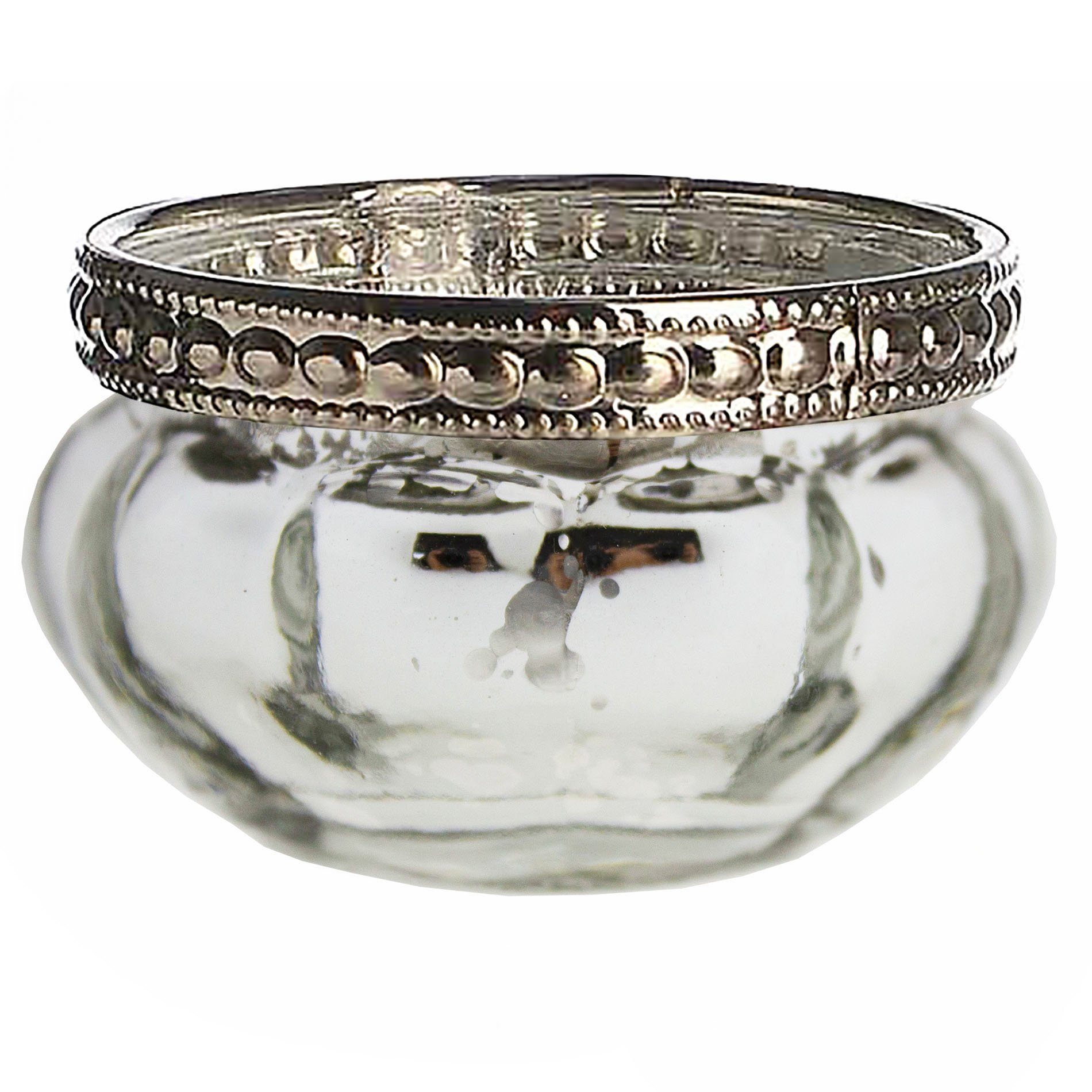 Annastore Teelichthalter 8 x Teelichtgläser Vintage mit Metallrand Teelichtglas Glasteelicht, Ø 5 cm - H 3,5 cm