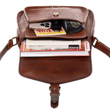 SID & VAIN Schultertasche »LORI«, Umhängetasche echt Leder Damen, Handtasche Ledertasche hellbraun