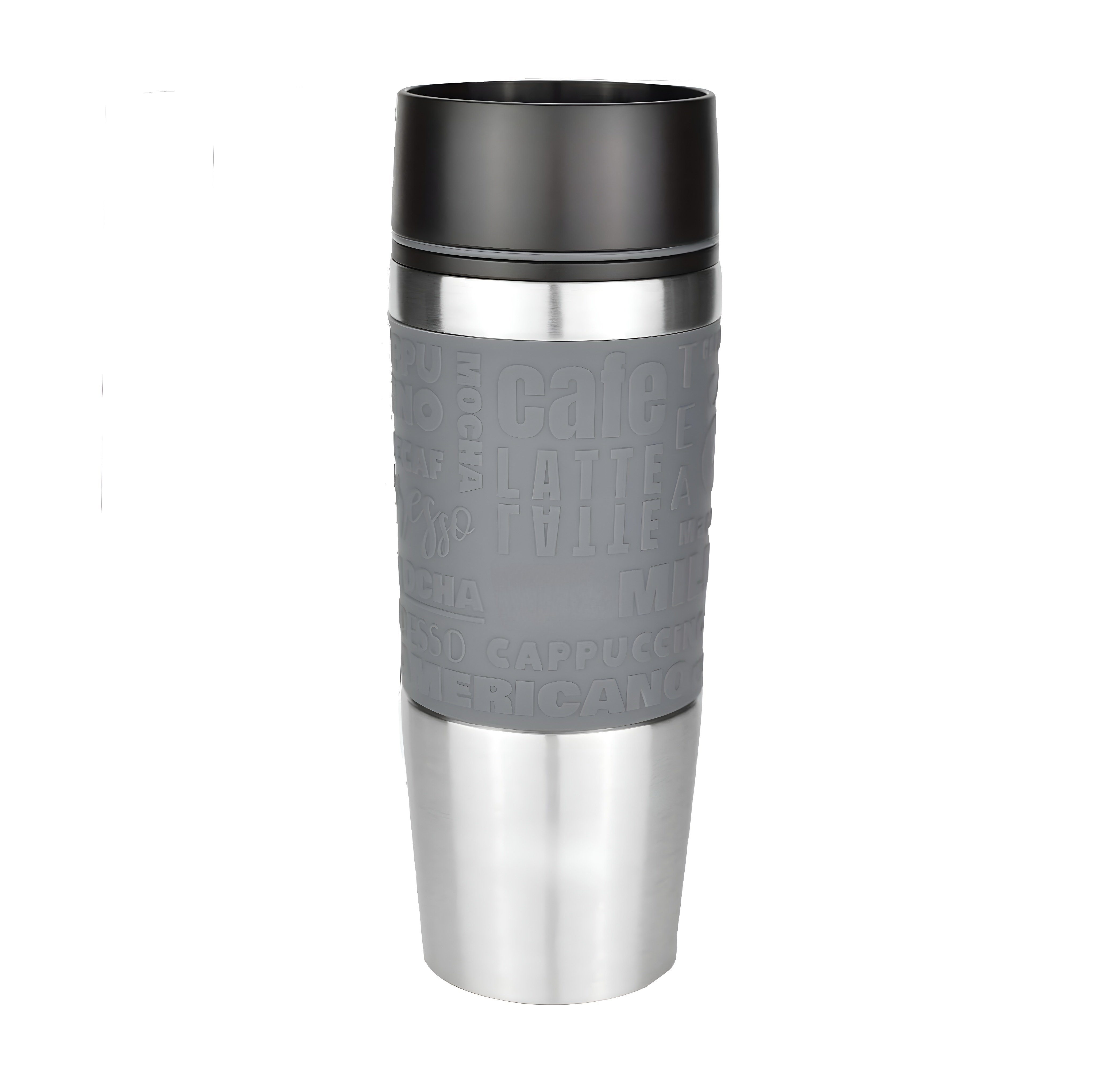CULTZEN Thermobecher Thermo-Trinkbecher Isolierbecher Travel Mug Kaffeebecher Kaffee 360°, hochwertiger Edelstahl matt gebürstet, Kunststoff und Silikon, kalt Isolierter 100% dicht, Umweltfreundlich, Einhandbedienung