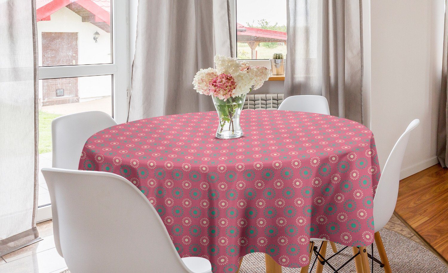 Abakuhaus Tischdecke Kreis Tischdecke Abdeckung für Esszimmer Küche Dekoration, Blumen Große Kleine Blumenmotive