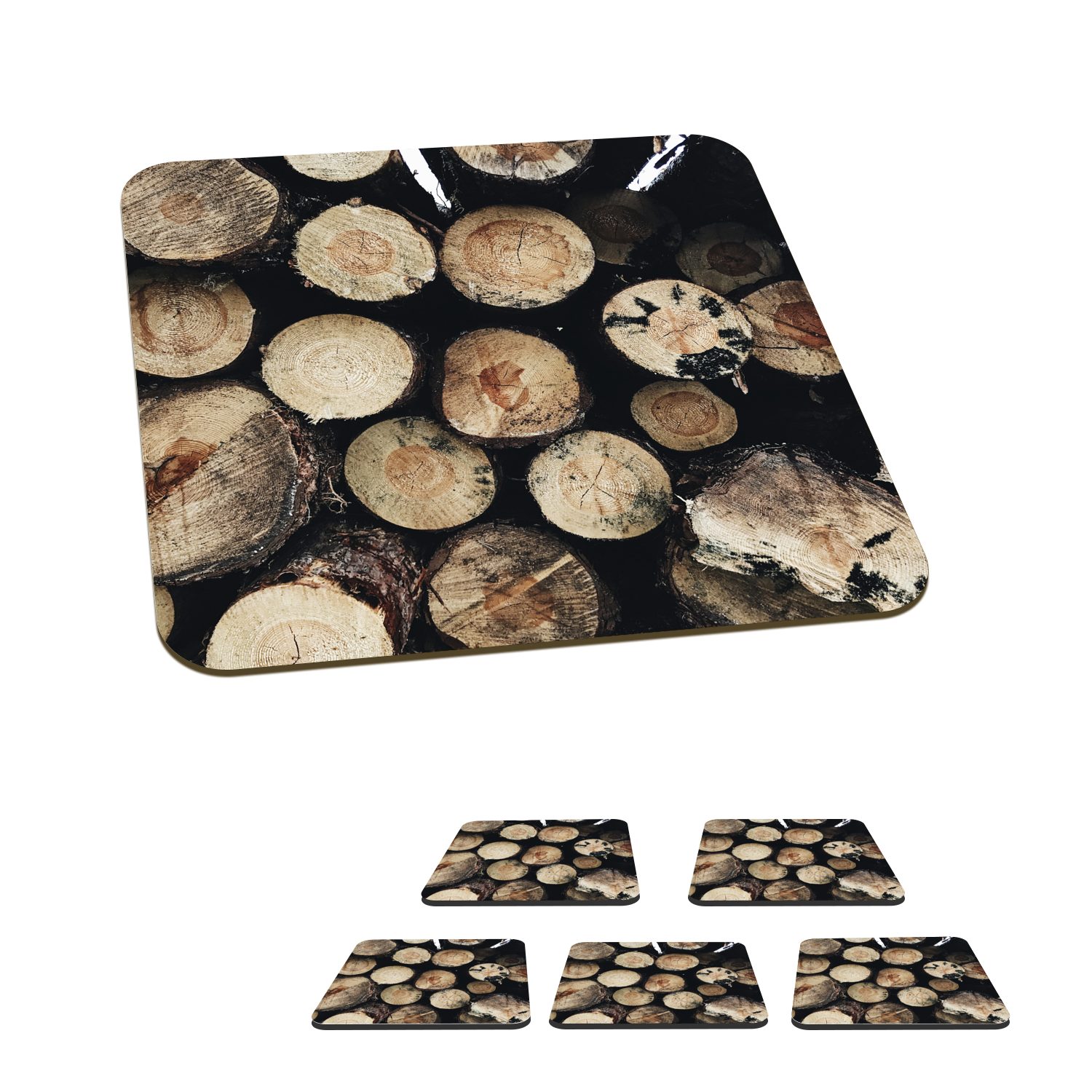 - Glasuntersetzer, 6-tlg., Glasuntersetzer Kamin, Tischuntersetzer, Winter Tasse MuchoWow für Zubehör Holz Gläser, Korkuntersetzer, Untersetzer, -