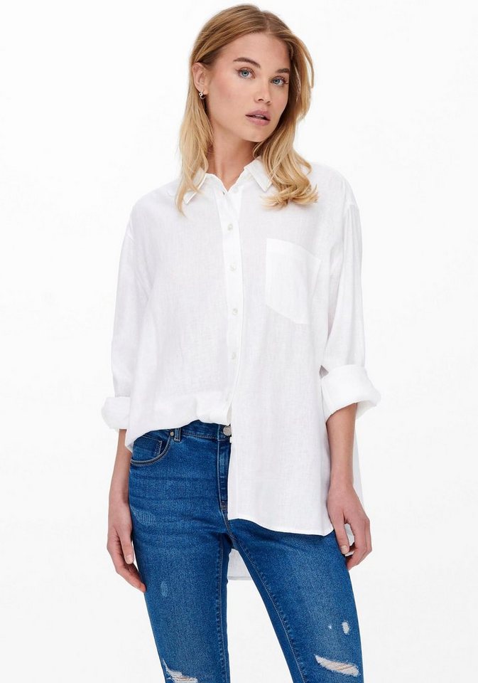 ONLY Longbluse ONLTOKYO L/S LINEN BLEND SHIRT mit Leinen, Sommerliche  Qualität aus Leinen mit Baumwolle