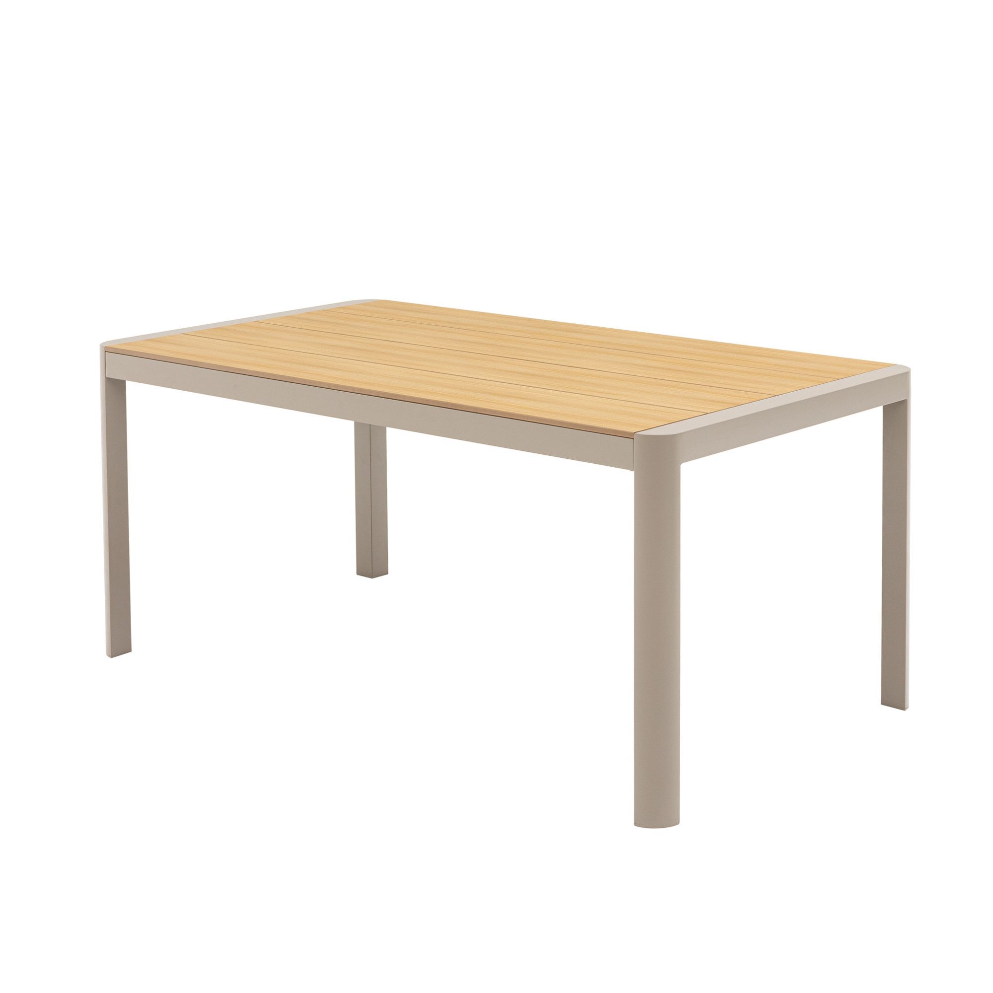 MANDALIKA Garden Gartentisch Esstisch Meran / Aluminium kombiniert mit Nonwood Teak Look Elementen