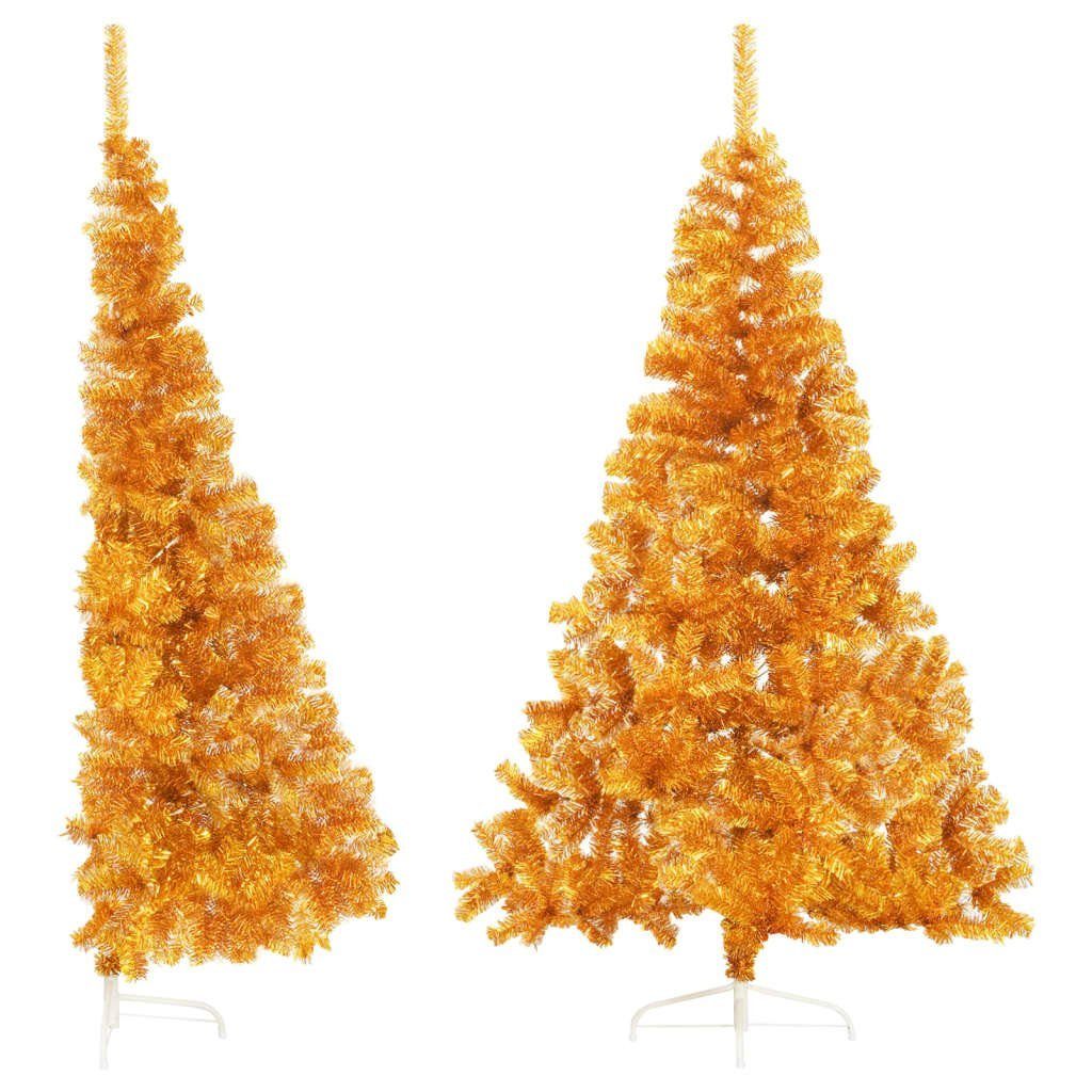 furnicato Künstlicher Weihnachtsbaum Künstlicher Halb-Weihnachtsbaum mit Ständer Gold 240 cm PET