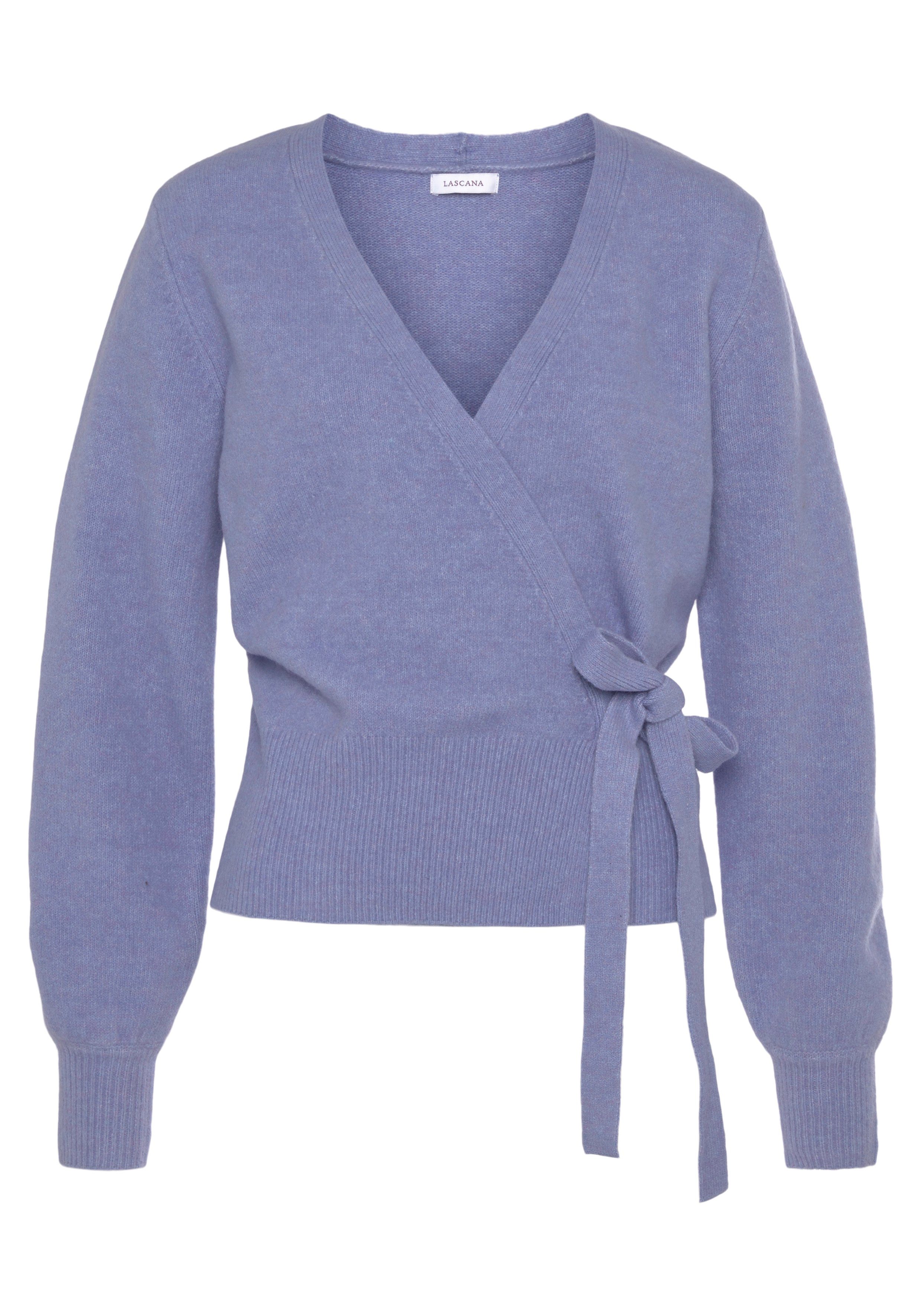 LASCANA Wickelstrickjacke mit breitem Rippbündchen, Loungewear – Bild 2 von 5