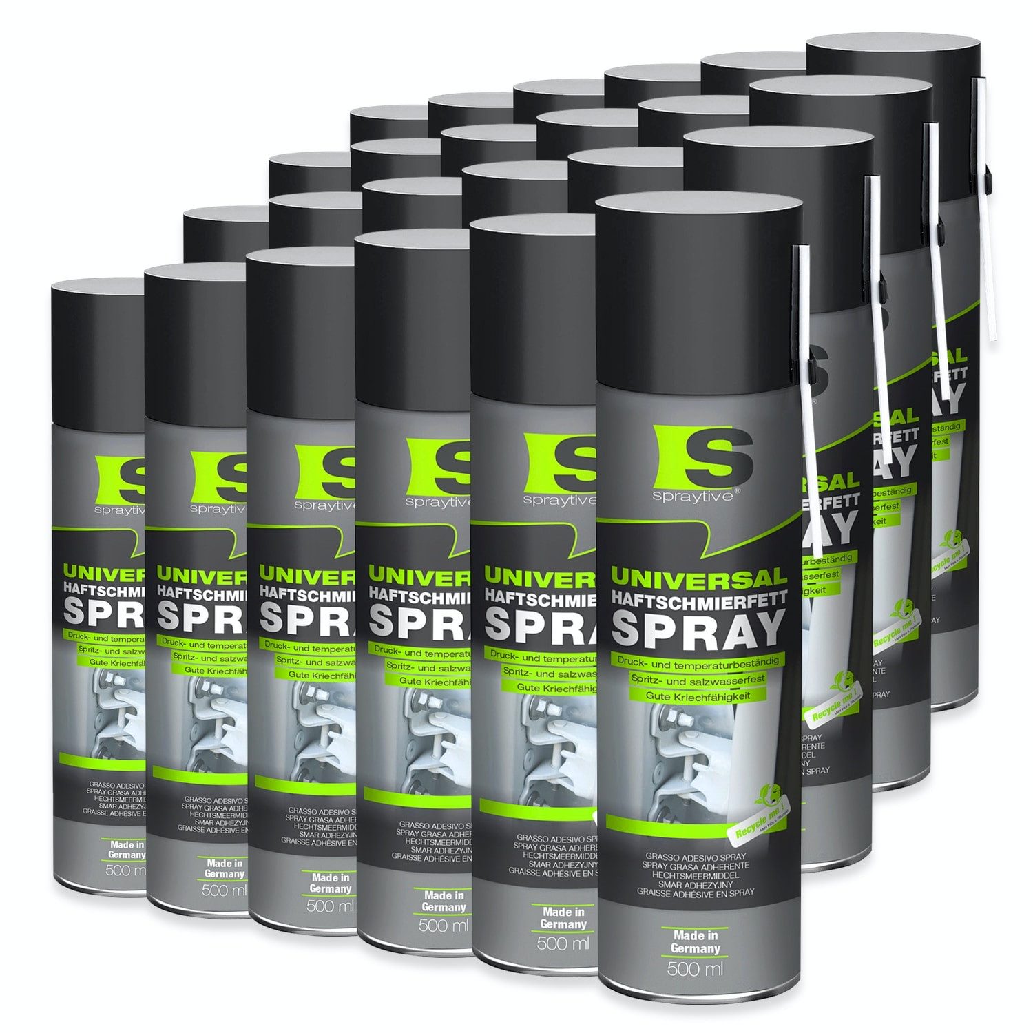 Spraytive Schmierfett 24x 500 ml Universal Haftschmierfett-Spray – Schmierfett & Kriechöl, Made in Germany