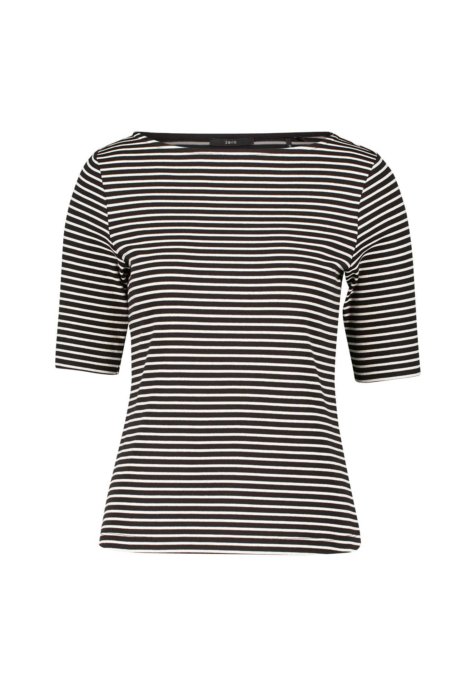 Zero Kurzarmshirt Damen Ringelshirt mit U-Boot Ausschnitt (1-tlg) Plain/ohn günstig online kaufen