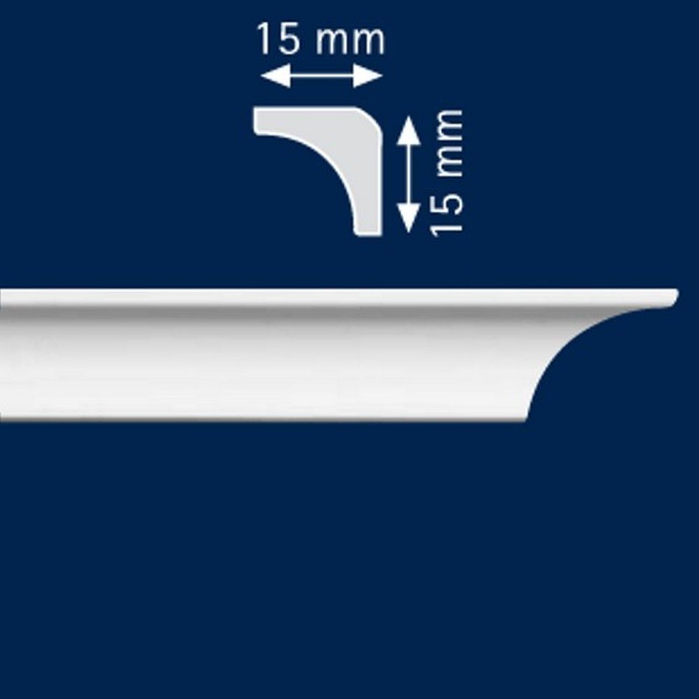 PROVISTON Stuckleiste Polystyrol, 15 x 15 x 2000 mm, Weiß, Deckenleiste, Polystyrol