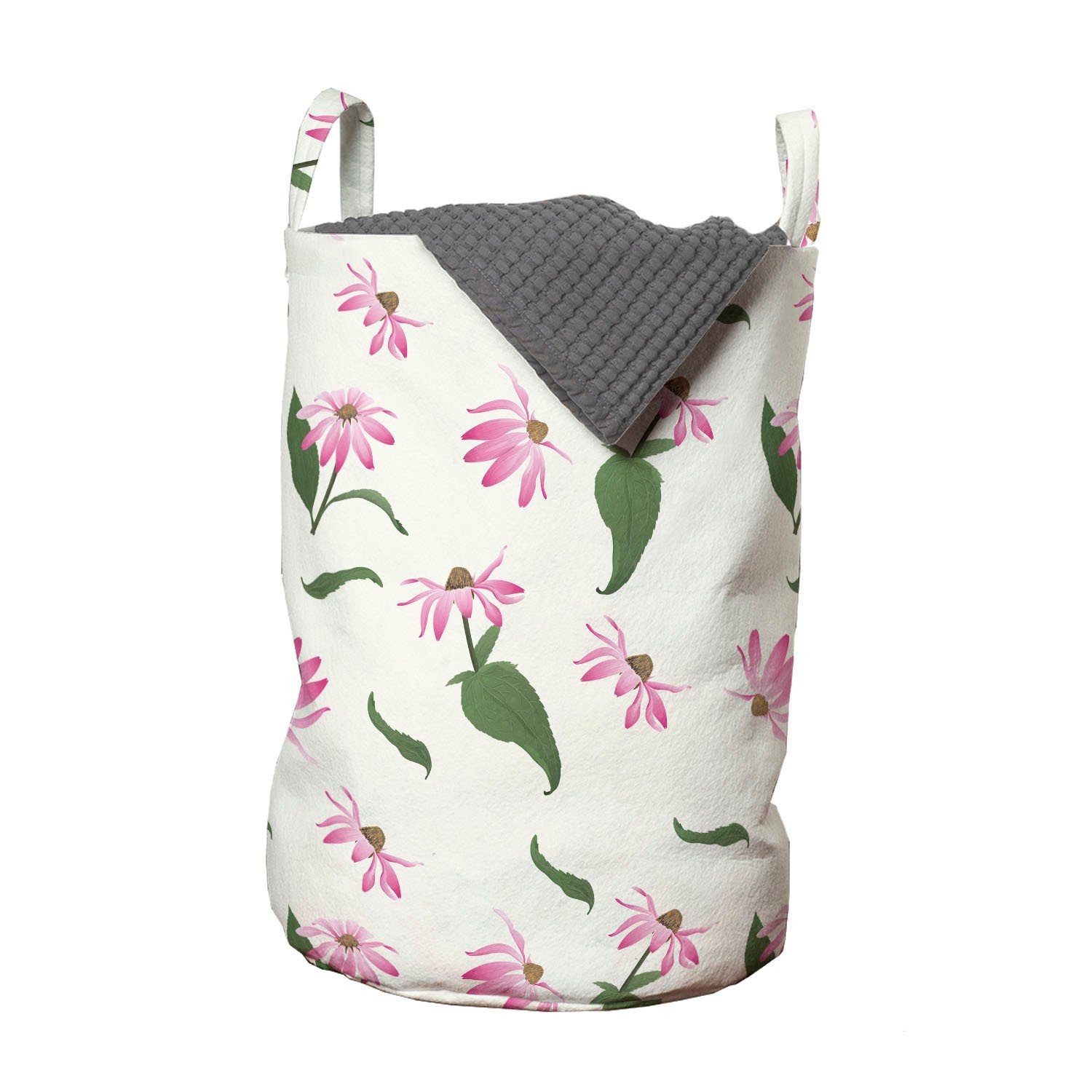 Abakuhaus Wäschesäckchen Wäschekorb mit Griffen Kordelzugverschluss für Waschsalons, Sonnenhut Wiederholen von Blooms Leaves