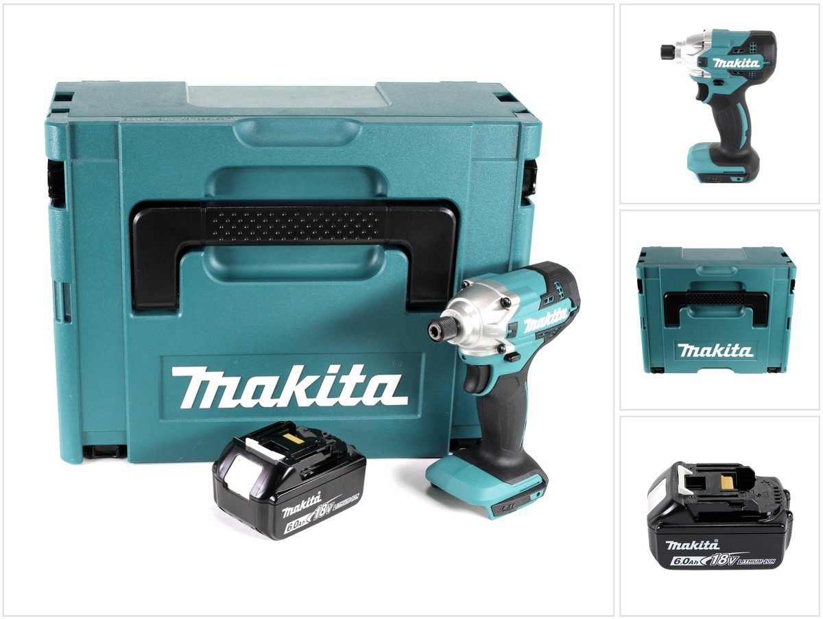 Makita Akku-Schlagschrauber DTD 156 G1J Akku Schlagschrauber 18V 155Nm + 1x Akku 6,0Ah + Makpac -