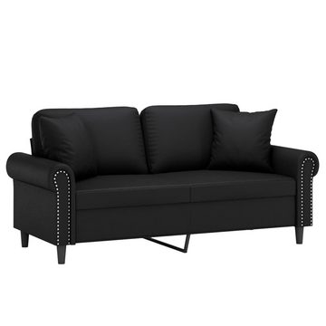vidaXL Sofa 2-Sitzer-Sofa mit Zierkissen Schwarz 140 cm Kunstleder