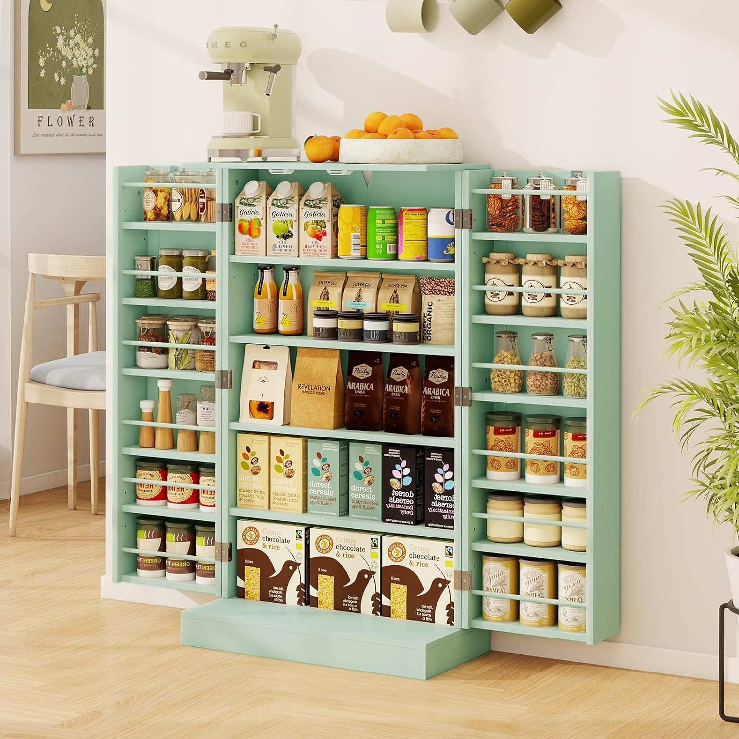 KOMFOTTEU Mehrzweckschrank Küchenschrank Vorratschrank mit Türablagen & 6 v günstig online kaufen