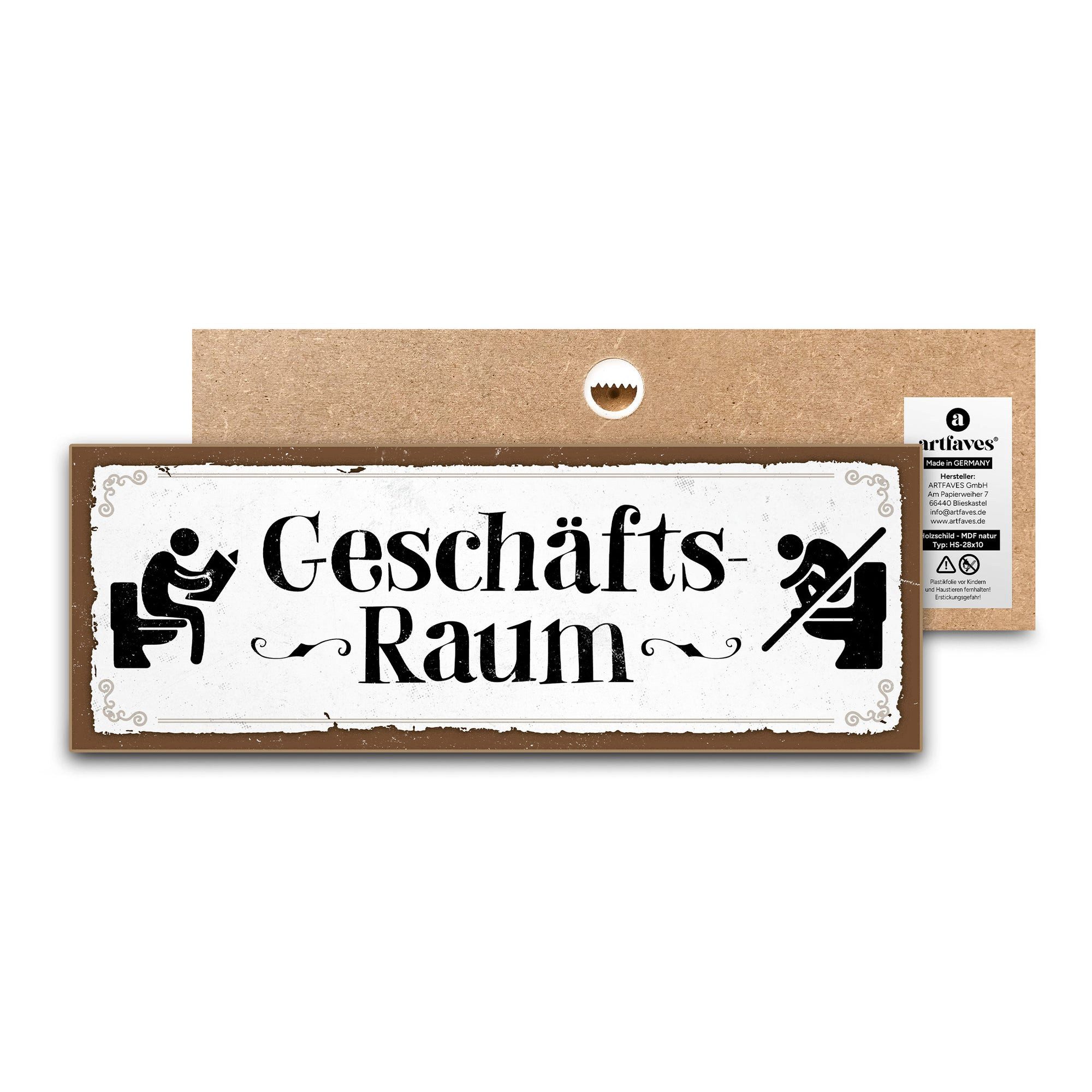 ARTFAVES Holzbild Schild mit Spruch - Geschäftsraum - Bad, Badezimmer, WC, Toilette