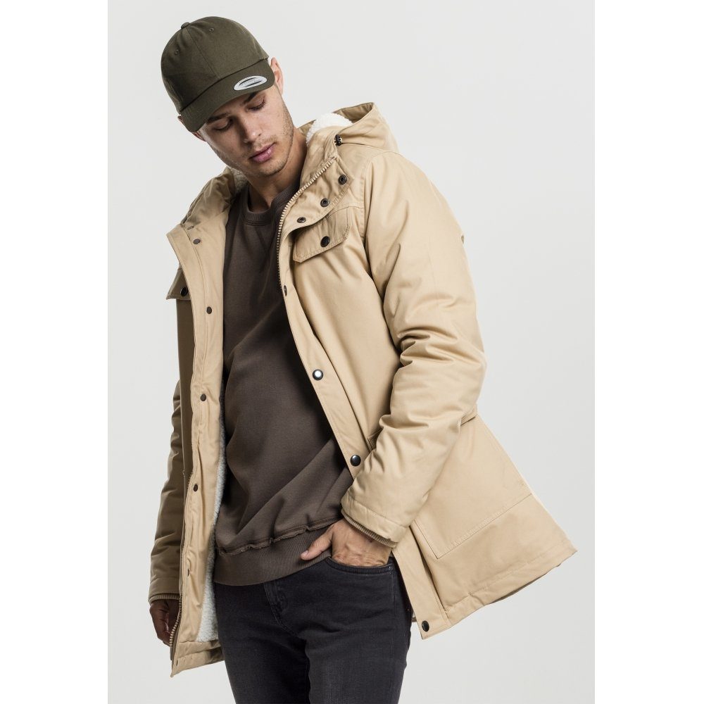 URBAN CLASSICS Parka Heavy Cotton Parka - beige - XL mit Kapuze