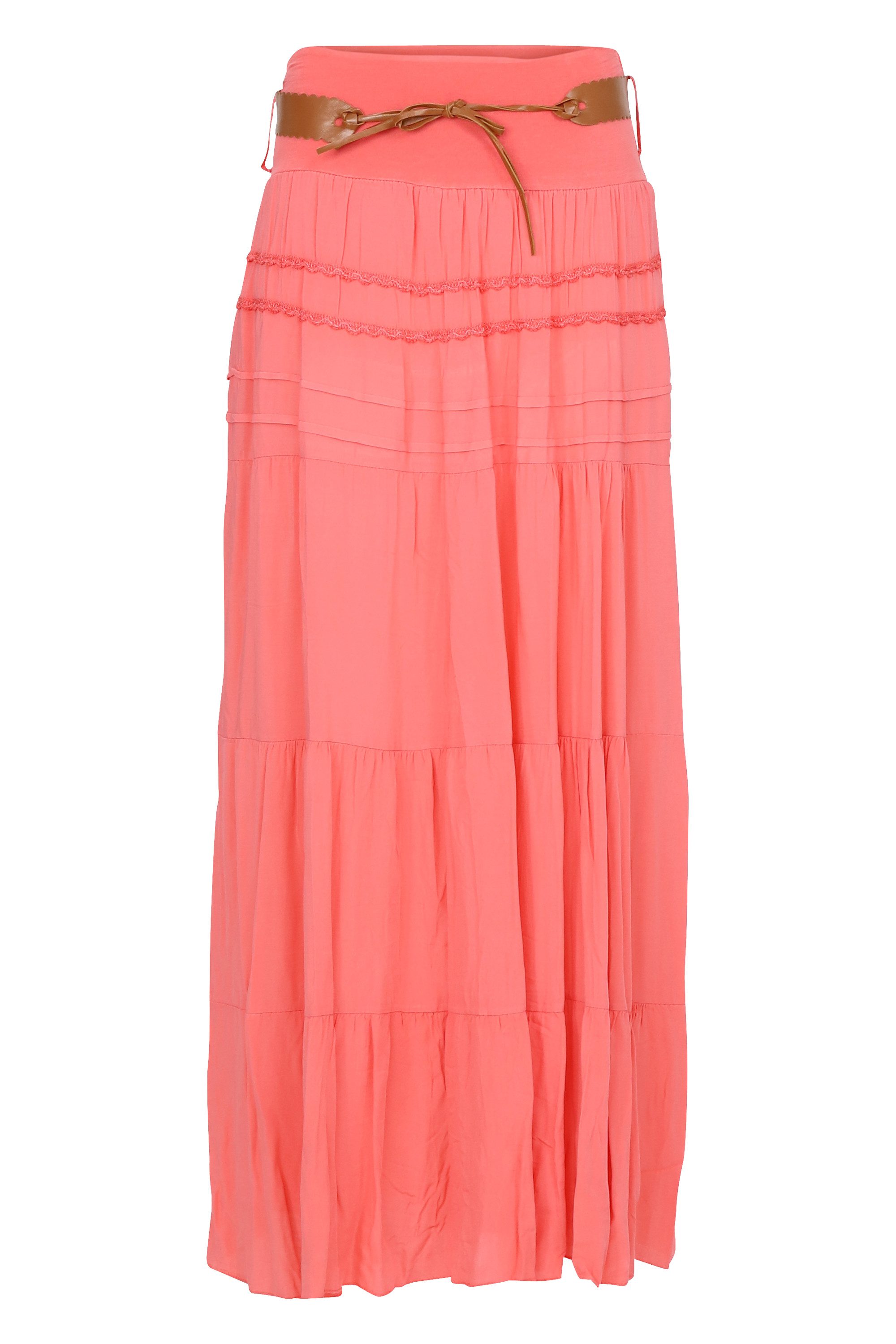 malito more than fashion Sommerrock malito Damen Maxi Rock mit Strickmuster, langer Rock mit Gürtel, luftiger Maxirock