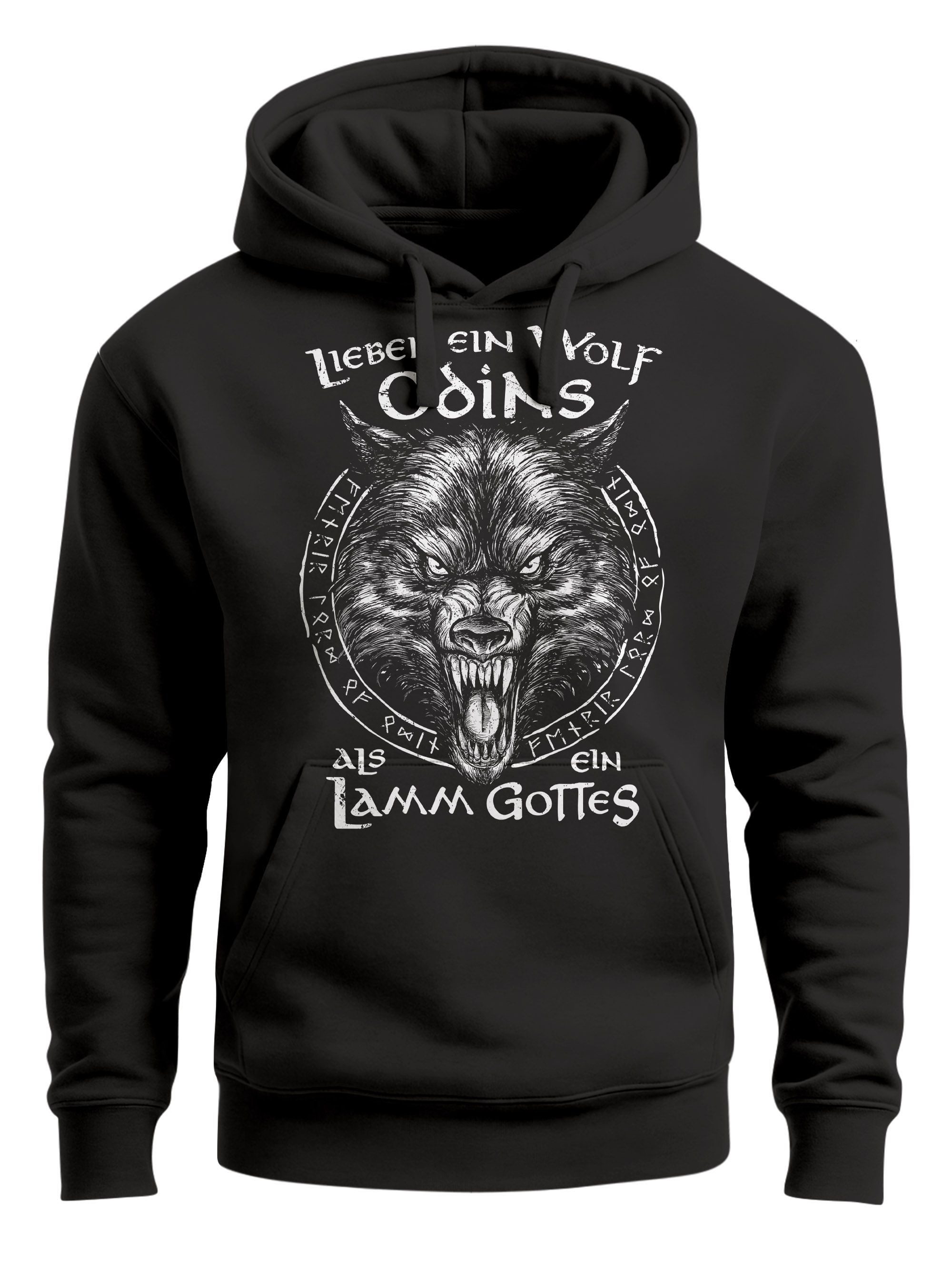 Neverless Hoodie Hoodie Herren Spruch Lieber ein Wolf Odins als ein Lamm Go günstig online kaufen