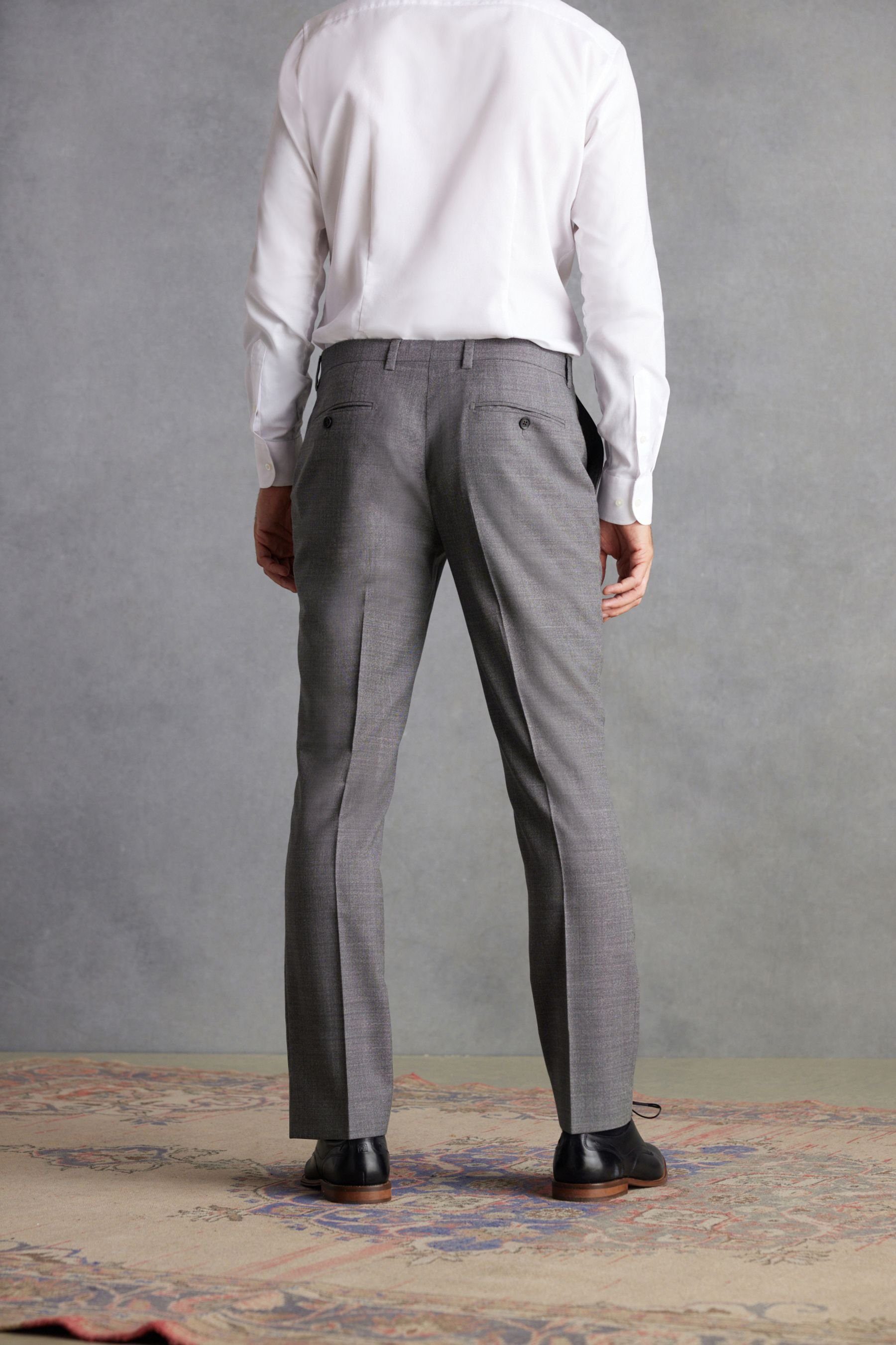 Anzughose Next Fit Slim Anzughose strukturiertes Grey (1-tlg) Signature