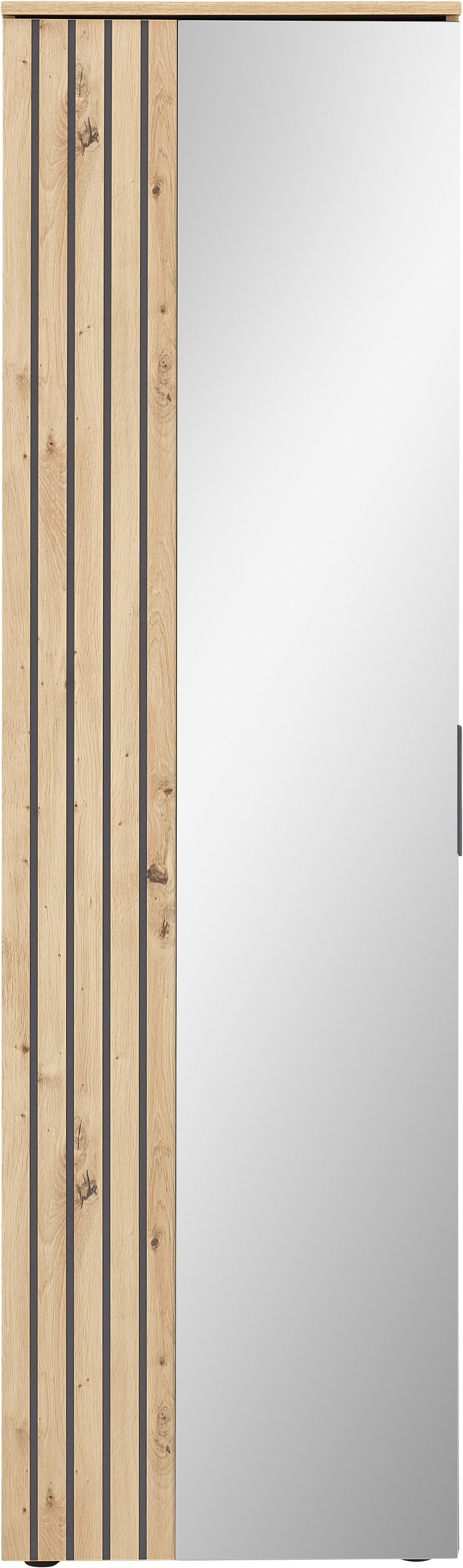 HBZ Garderobenschrank Volano in Eiche Artisan Dekor, BxHxT 57x195x38cm (1-St) Mit 1 Kleiderstange ausziehbar, 4 Einlegeböden