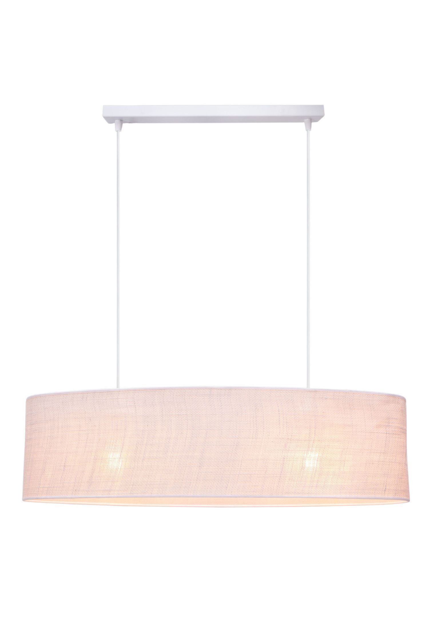 Licht-Erlebnisse Pendelleuchte FITUK, ohne Leuchtmittel, Metall Stoff E27 H: max. 100 cm Weiß 2-flammig länglich Modern – Bild 2 von 4