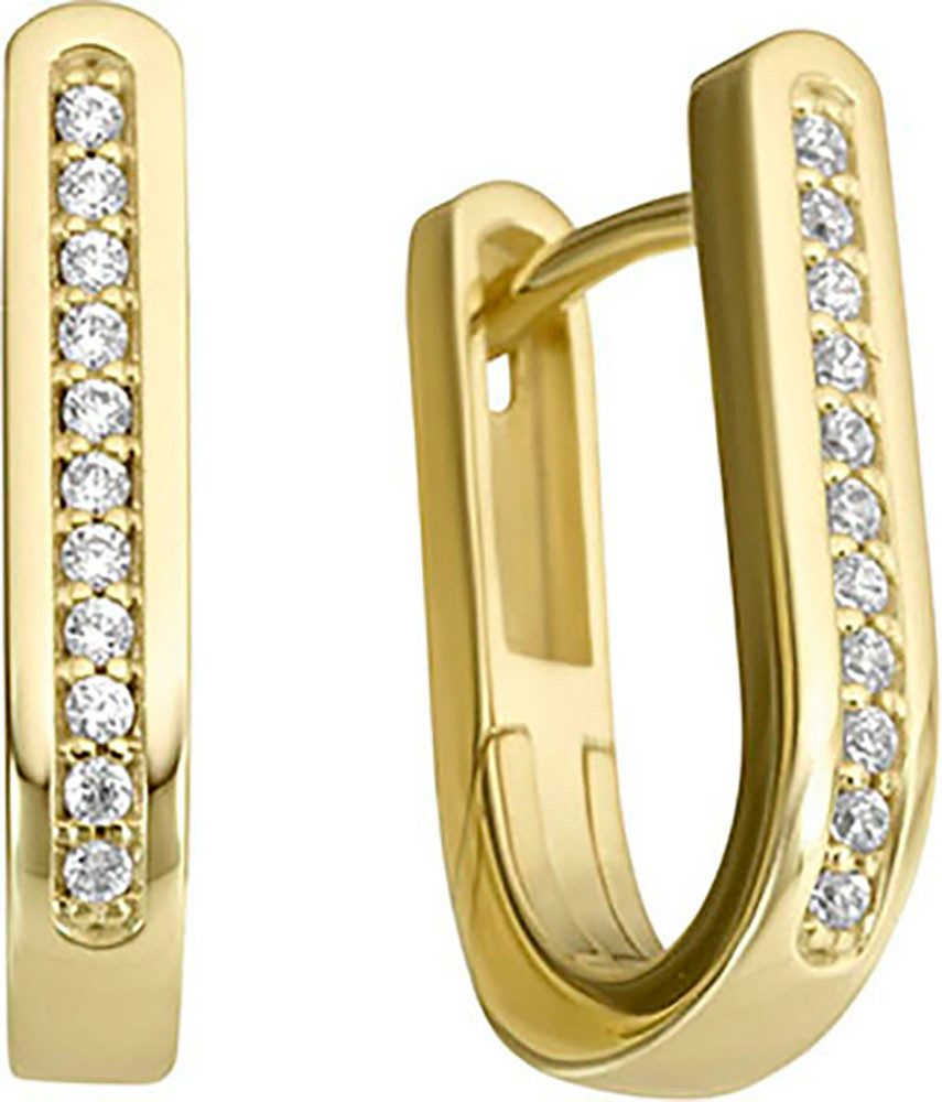 Firetti Paar Creolen Schmuck Geschenk Gold 333 Ohrschmuck Ohrringe Stäbchen, mit Diamant