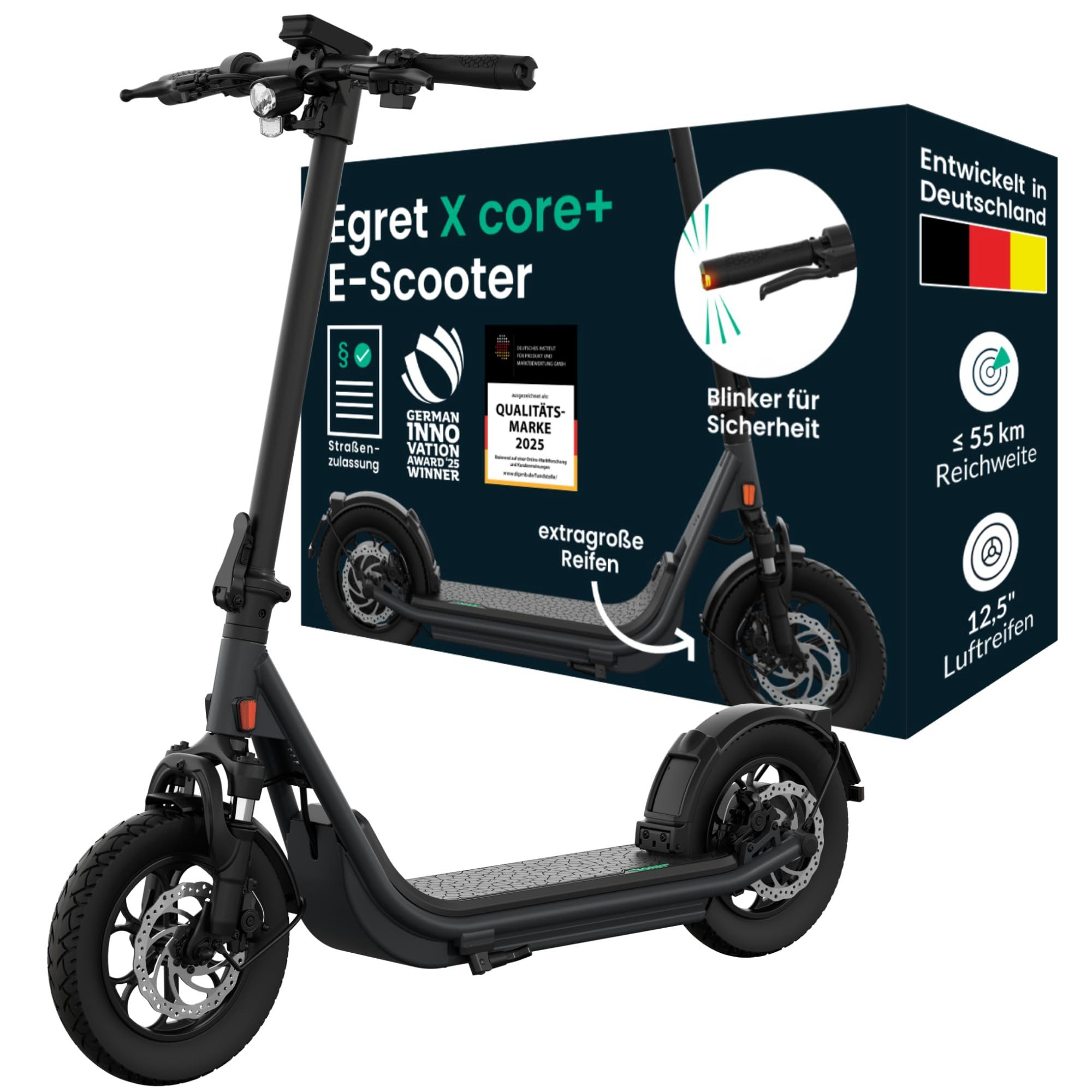 Egret Scooter Egret X core+, Bis zu 55 km Reichweite, Offroad-tauglich, Blinker