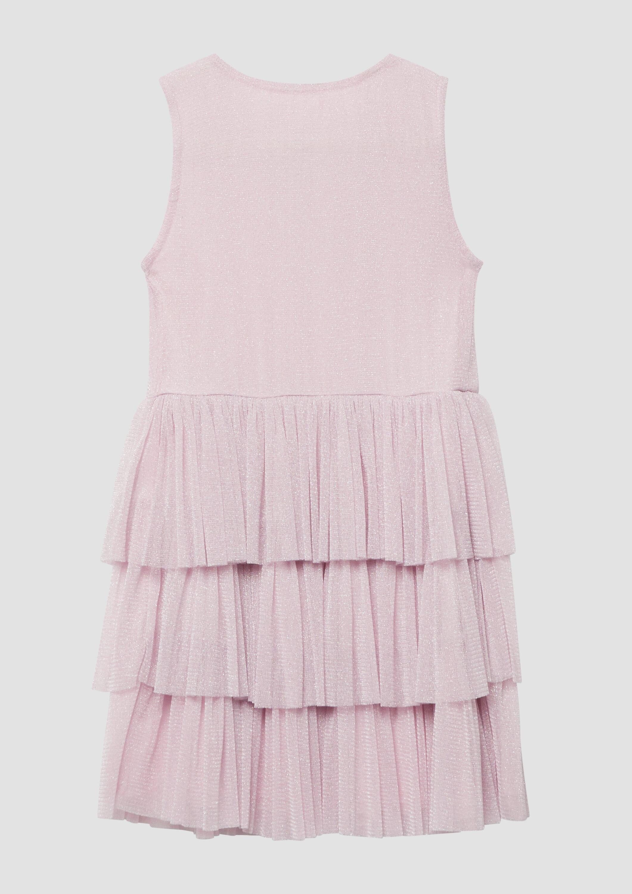 s.Oliver Minikleid Kleid Kurzes Rüschenkleid aus schimmerndem Mesh-Stoff
