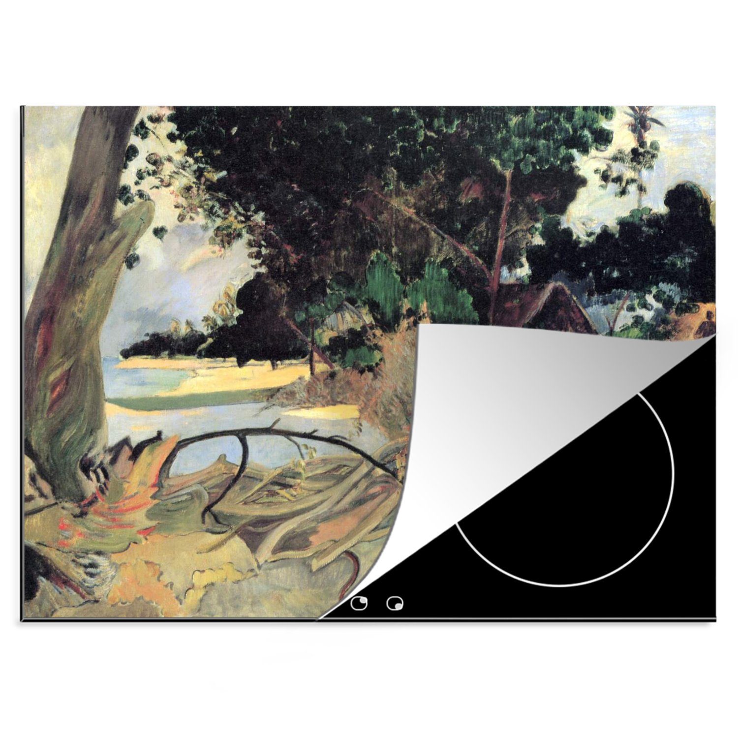 70x52 Vinyl, - Mobile von Der cm, MuchoWow Arbeitsfläche Paul Herdblende-/Abdeckplatte Hibiskusbaum Ceranfeldabdeckung Gemälde Gauguin, tlg), (1 nutzbar,