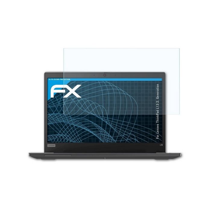 atFoliX Schutzfolie Displayschutz für ThinkPad L13 2. Generation (2 Folien) Ultraklar und hartbeschichtet
