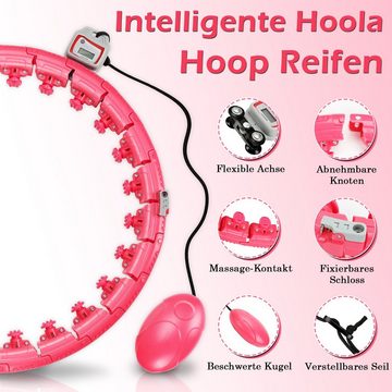 Clanmacy Hula-Hoop-Reifen 24 Teile Smart Hula Hoop Einstellbar Massagegerät mit Zähler Bauchformung 1.2kg