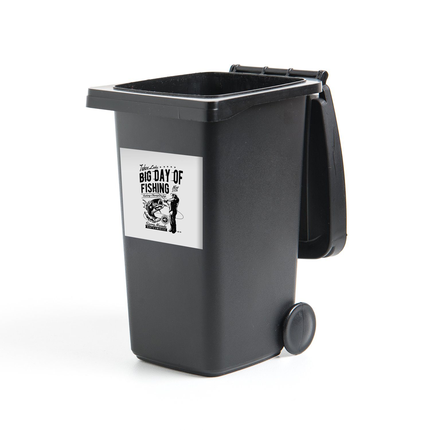 MuchoWow Wandsticker Abfalbehälter (1 Retro Sticker, - Angeln Mülltonne, Mülleimer-aufkleber, St), Rute - Container