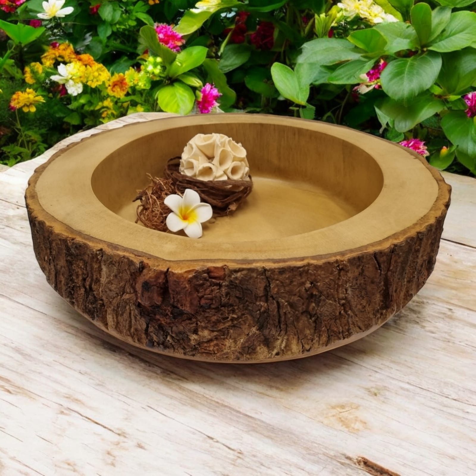 Kinaree Dekoschale Mango Holz Schale, Naturprodukt, Handgefertigt, Baumkante