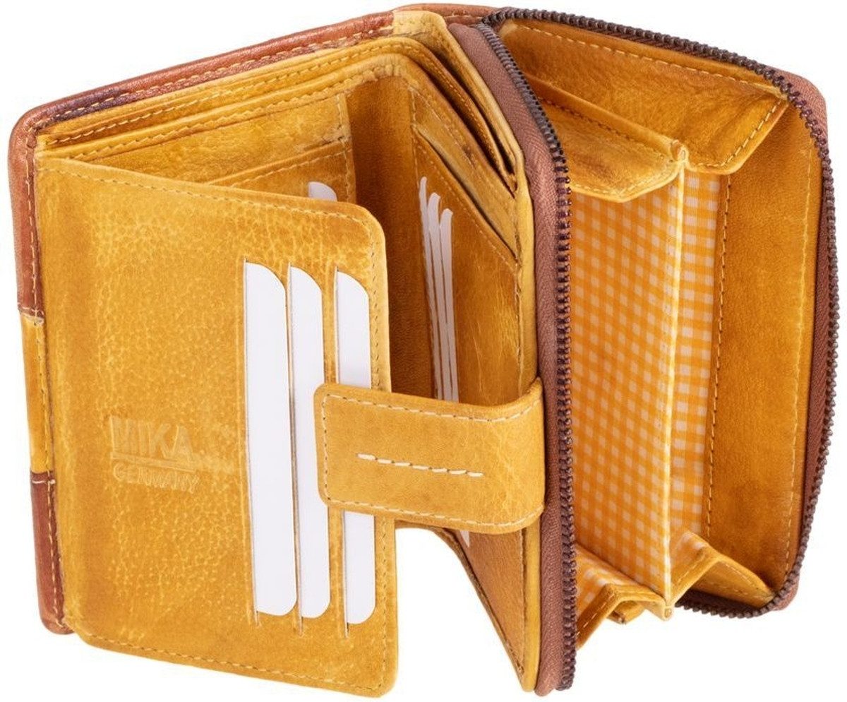 Gürteltasche Damengeldbörse zweifarbig Leder 13x9,5x3,5cm braun