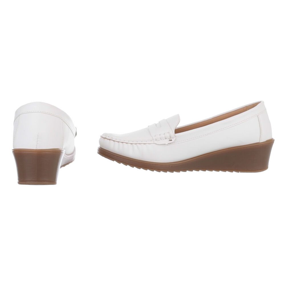 Ital-Design Elegante Slipper für Komfort und Stil Slipper (89091995) Keilabsatz/Wedge Mokassins in Weiß