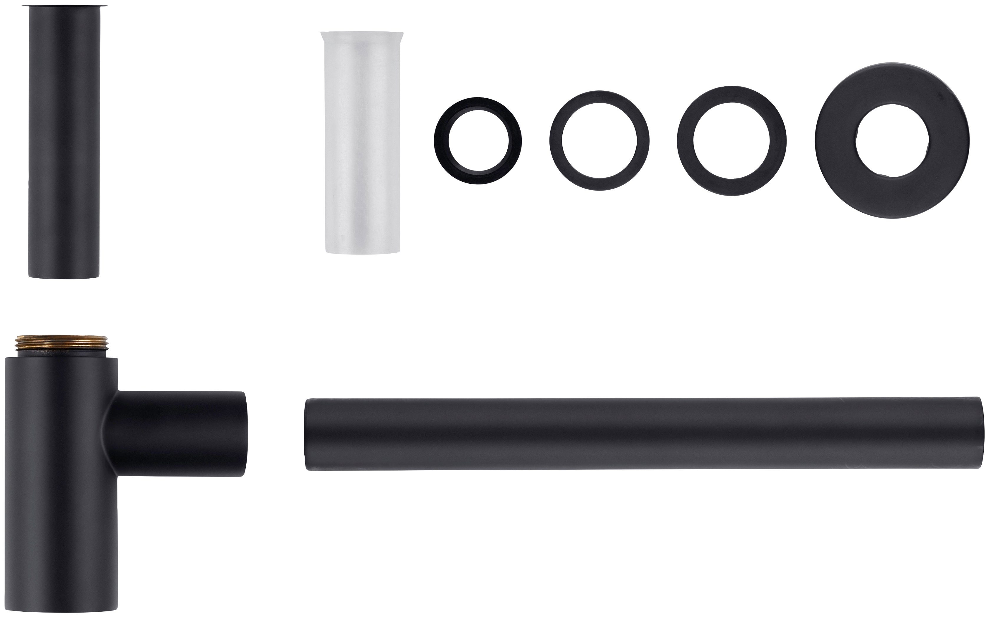 CORNAT Siphon Tassen - Geruchsverschluss, (mit Verstell- und Wandrohr), aus Metall, inkl. Rosette