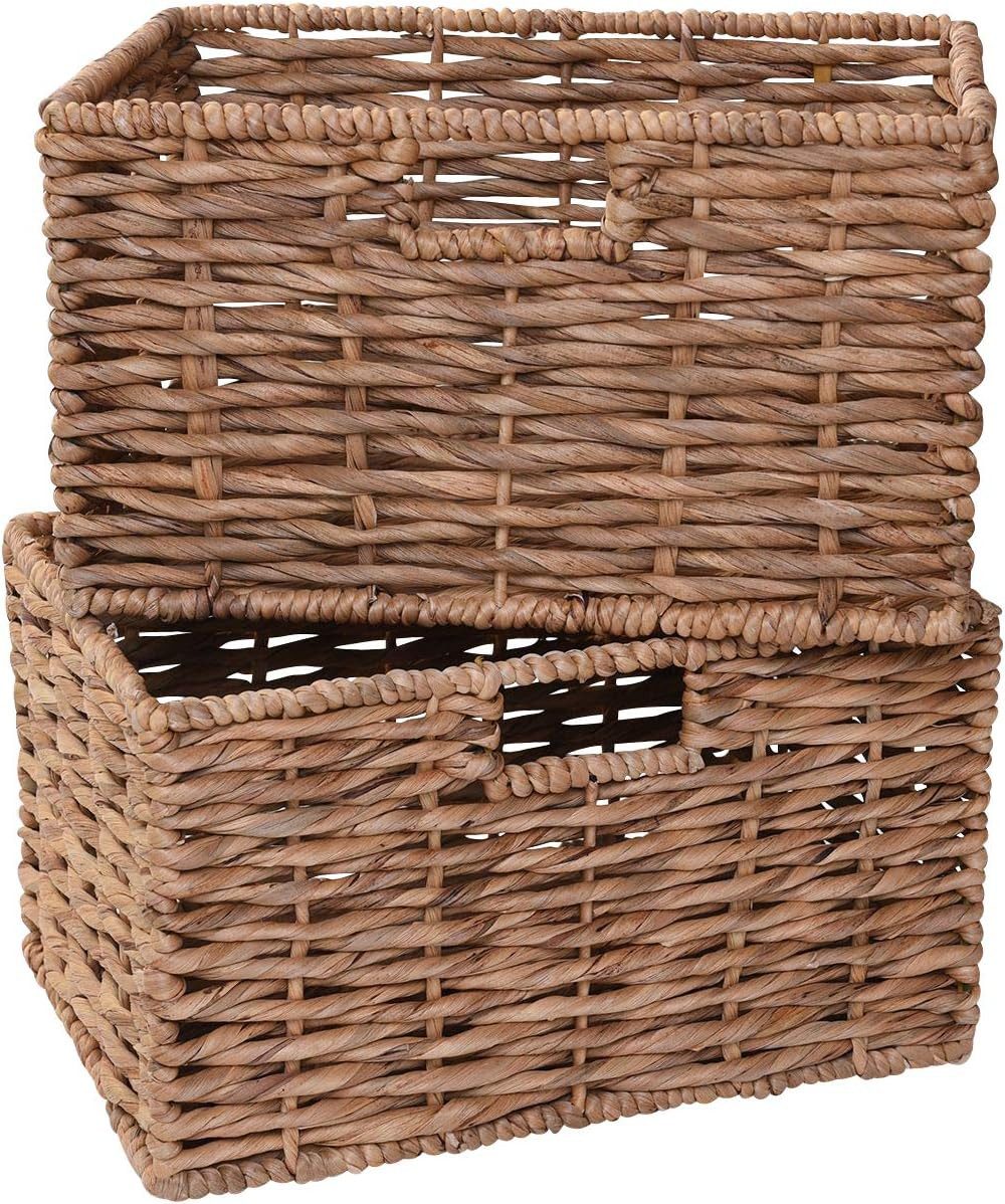 VIVANNO Regalkorb Wasserhyazinthe KIRA 2er Set Rechteckig - Natur Geflochte günstig online kaufen
