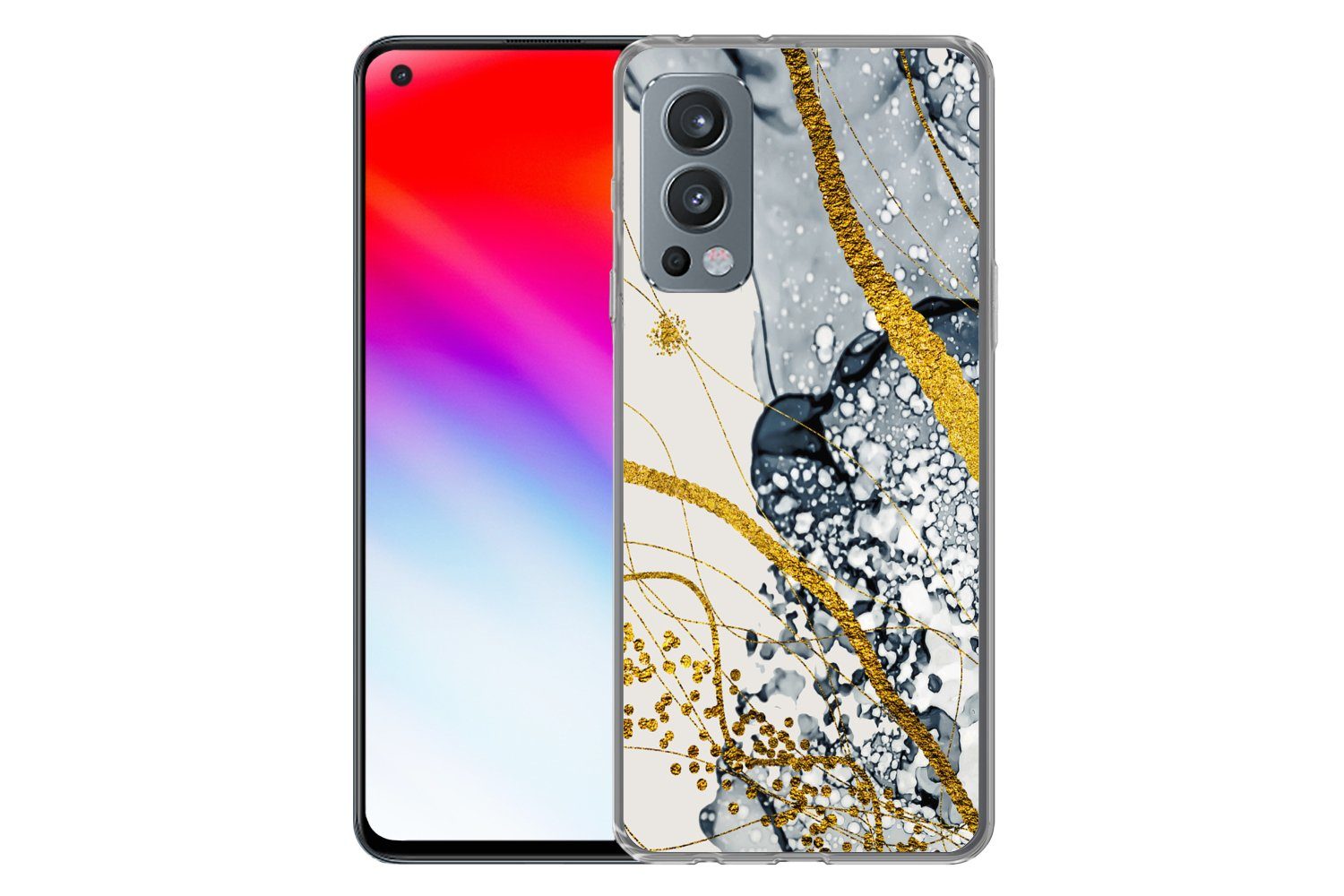 MuchoWow Handyhülle für OnePlus Nord 2 5G Abstrakt - Gold - Natur - Kunst, Phone Case, Silikon, Schutzhülle Dünn