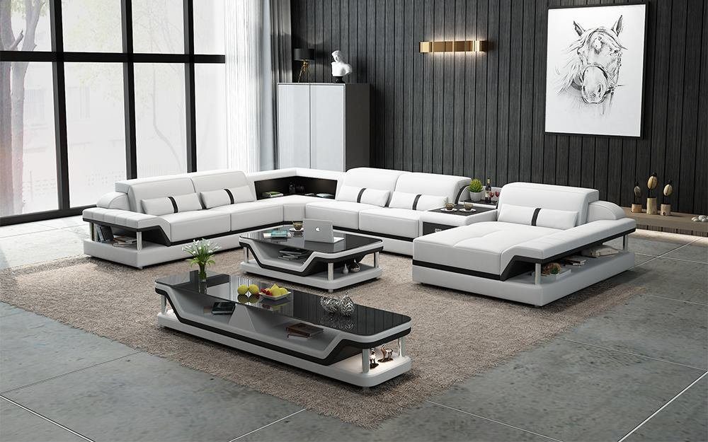 JVmoebel Ecksofa Designer Wohnlandschaft U-Form Couch Ecksofa Polster Ecke Sofa, Made in Europe Weiß/Schwarz