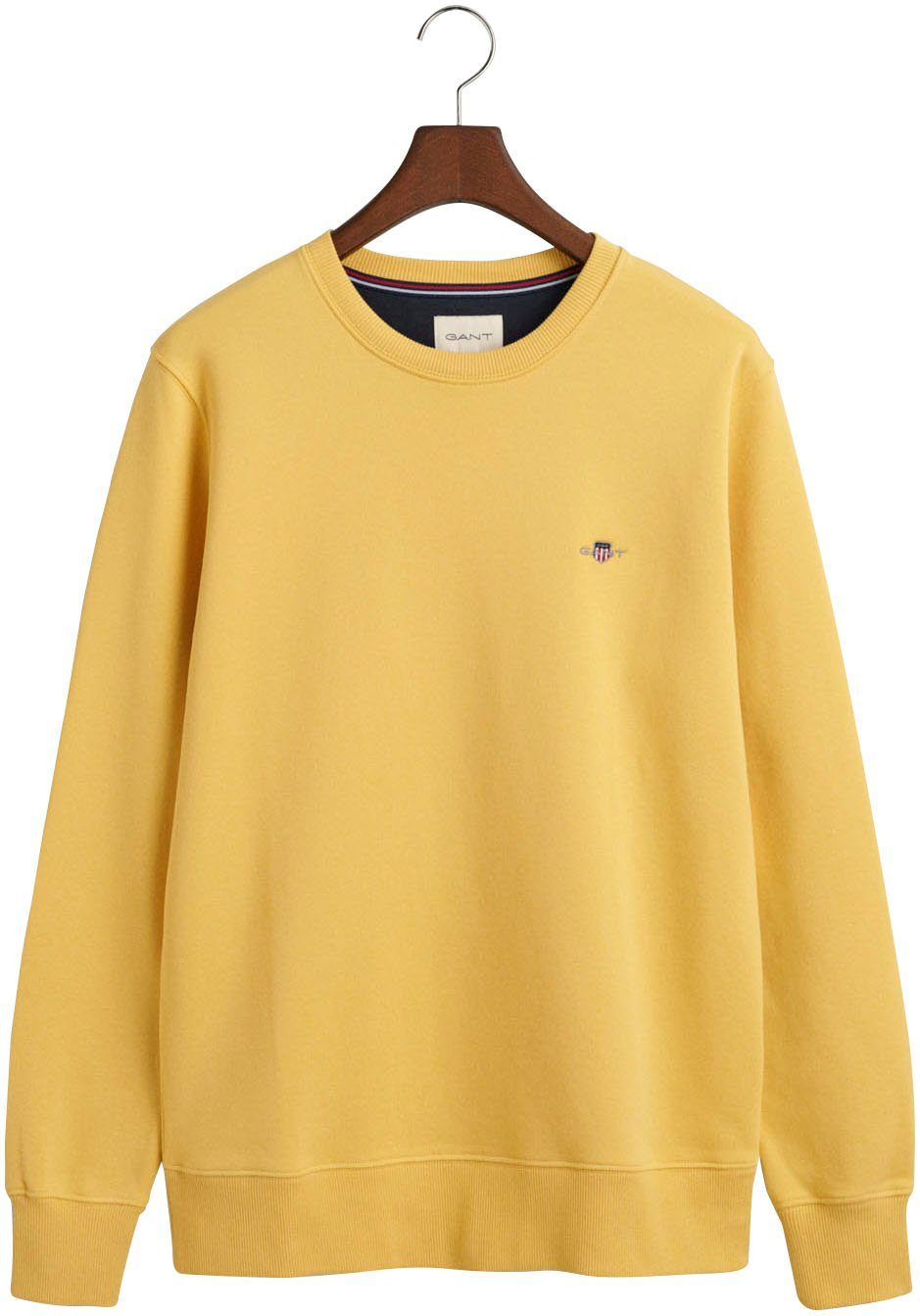 mit Sweatshirt Gant SHIELD REG yellow auf parchment Logostickerei der C-NECK SWEAT Brust