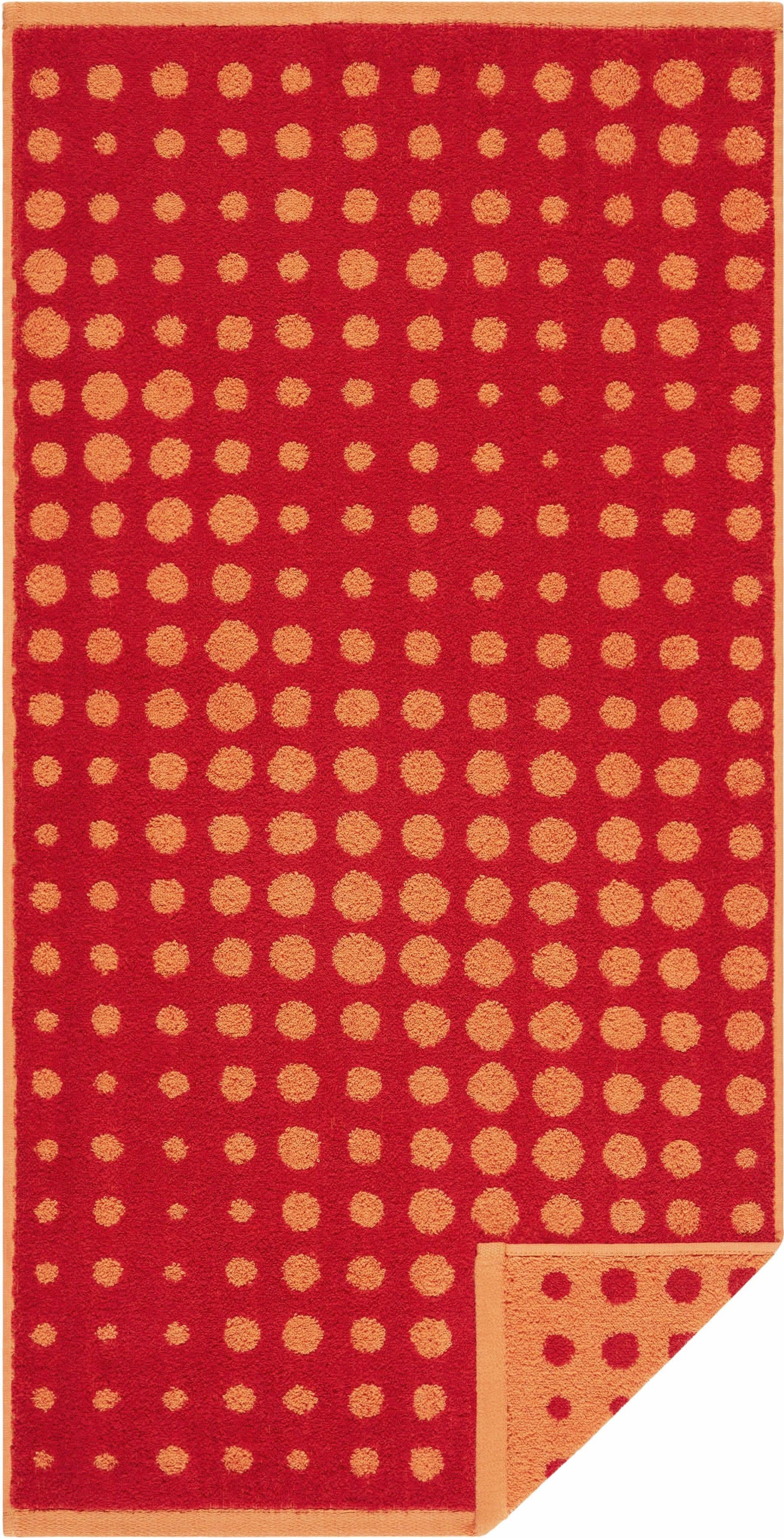 Egeria Handtuch DOT, Walkfrottee (1-St), Double reine Baumwolle rot-orange mit Punkten, Face