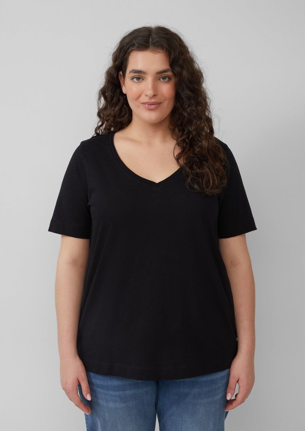 s.Oliver T-Shirt Curve Shirt mit Flammgarn-Struktur, günstig online kaufen