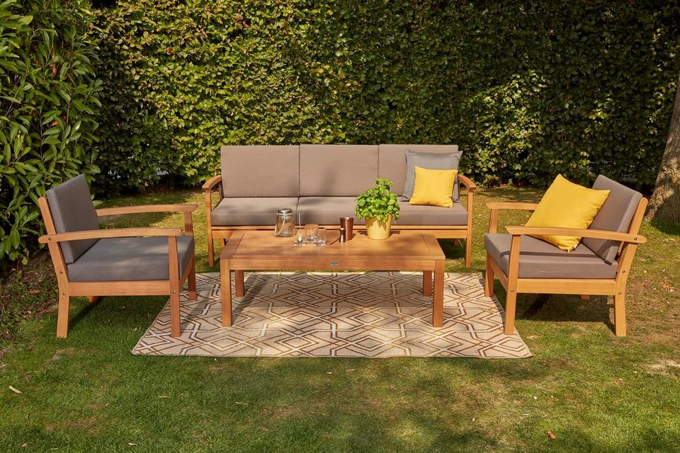 Siena Garden Gartenlounge-Set Tavira, (2x Sessel, 1x 2er-Sofa, 1x Tisch)