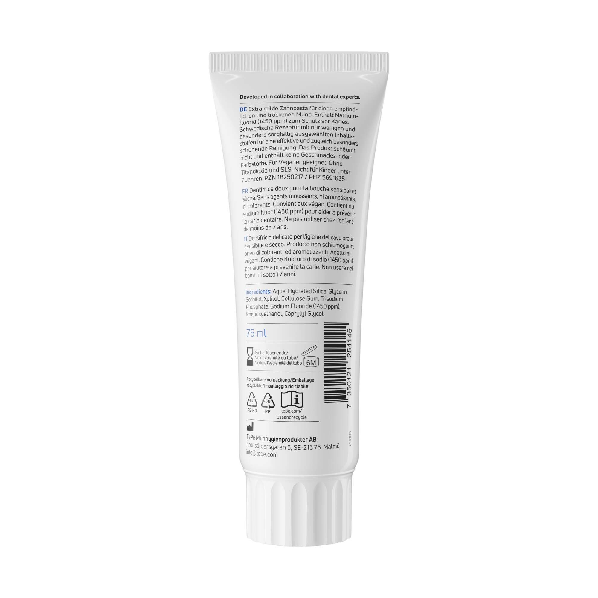 TePe Zahnpasta Pure, 2 Stück, (2er Set, 2-St) Gesunde Mundtrockenheit