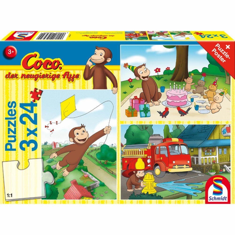 Schmidt Spiele Puzzle Spaß mit Coco 3 x 24 Teile, Puzzleteile