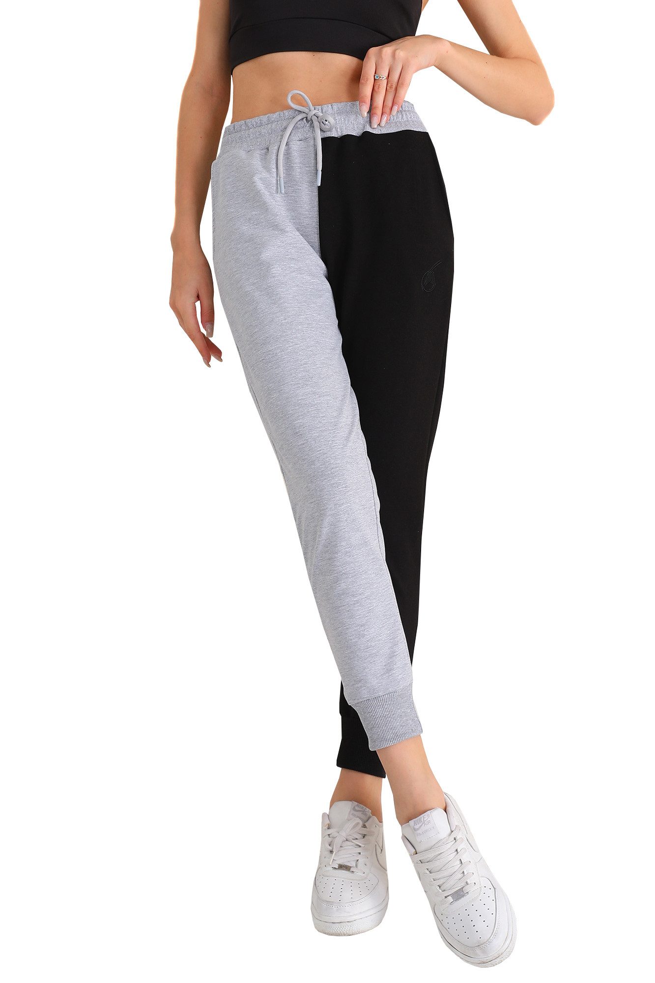 Bongual Relaxhose zweifarbige Jogginghose Farbblock mit Rippbündchen günstig online kaufen