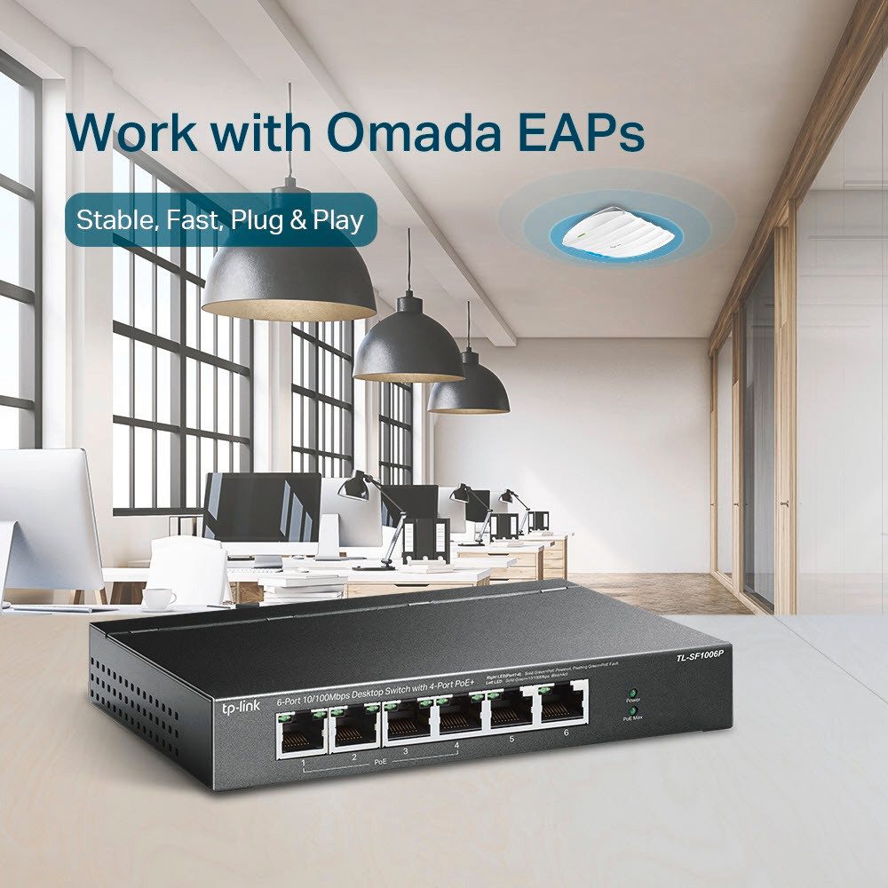 TL-SF1006P 6-Port 10/100Mbps (4x PoE) Switch Netzwerk-Switch