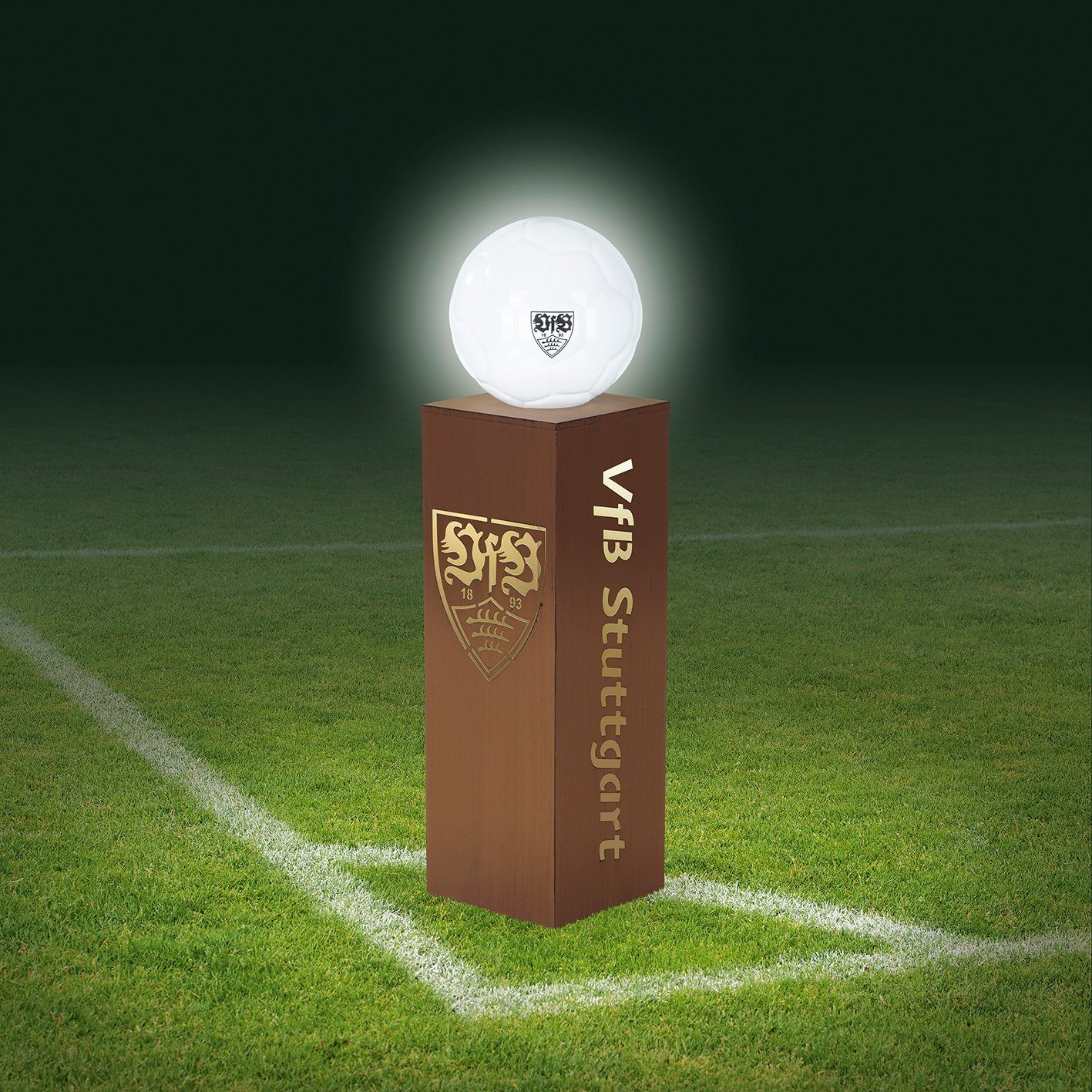 VfB Stuttgart Dekosäule LED Rost-Optik Leuchtkugel günstig online kaufen