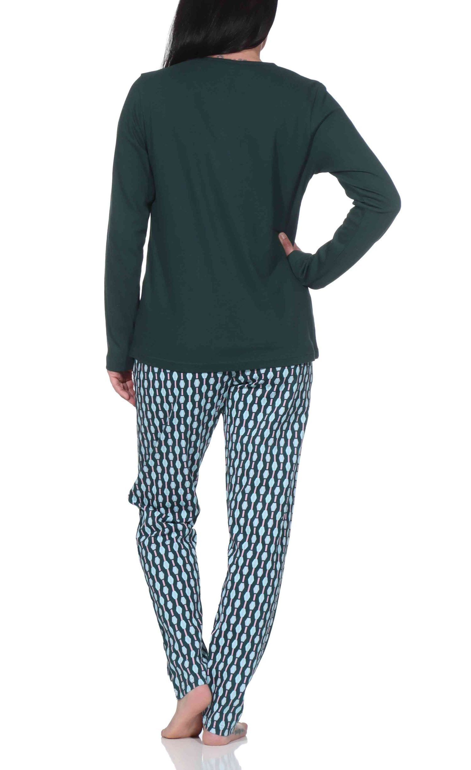 Normann Pyjama Normann Damen langarm Schlafanzug in eleganter Optik – Bild 3 von 4